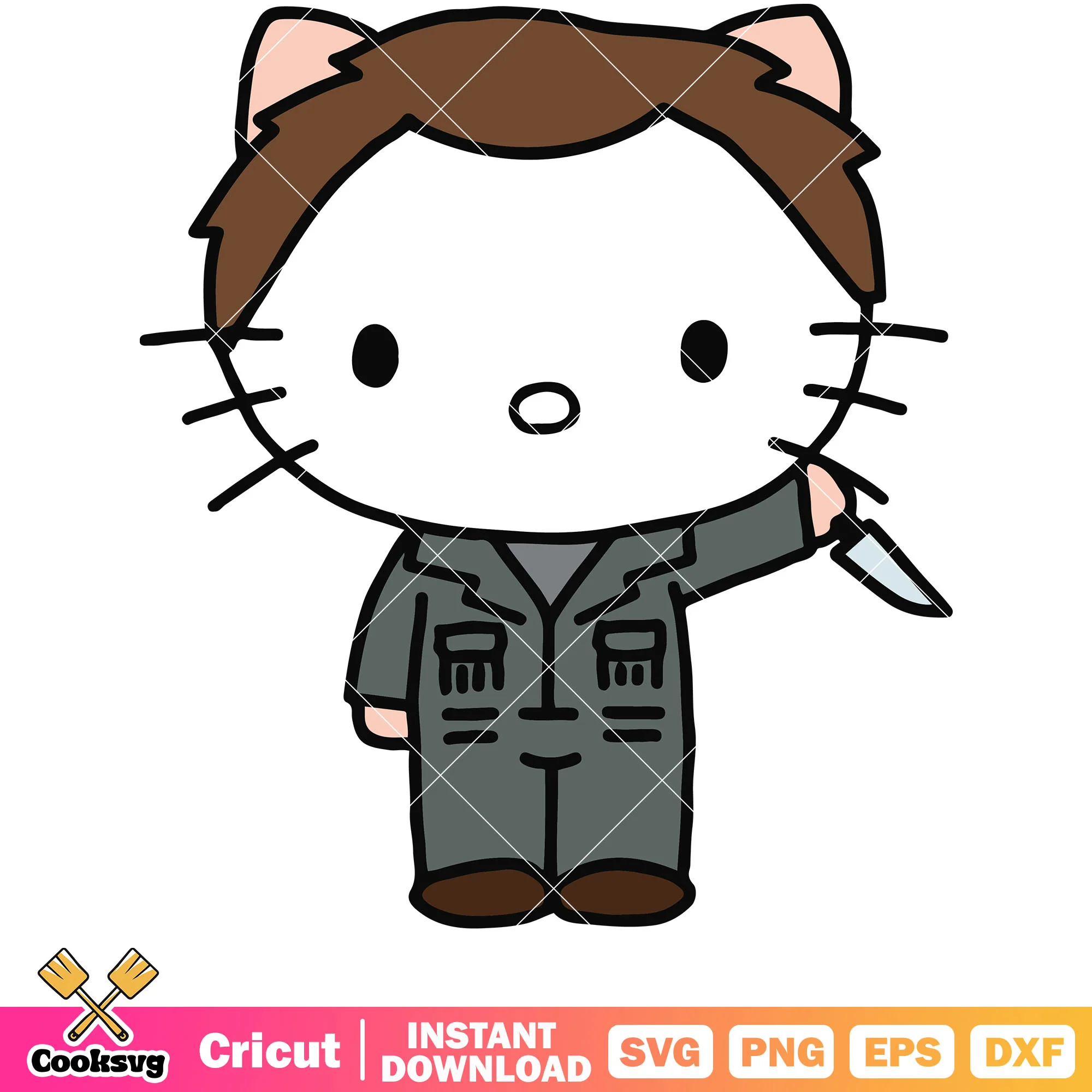 Hello kitty michael myers halloween svg, horror hello kitty svg