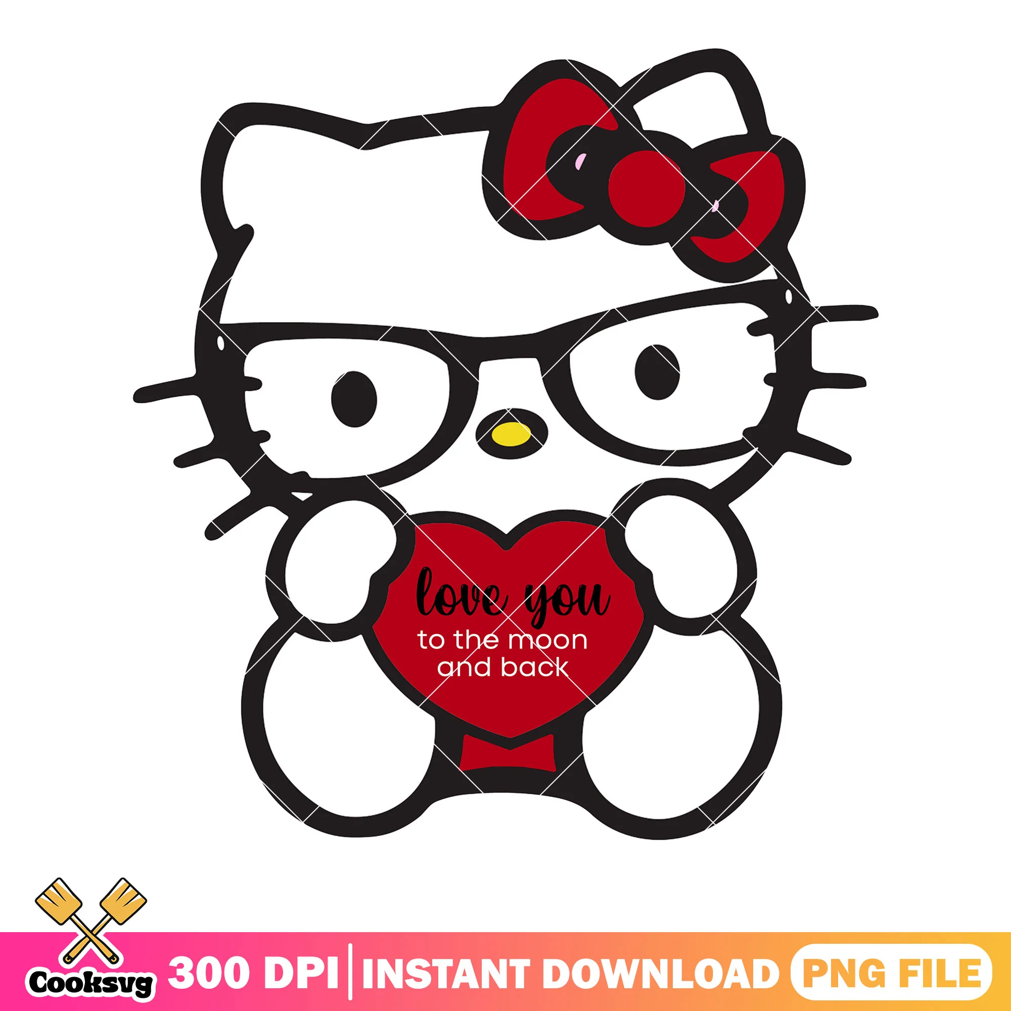 Hello kitty nerd heart png, valentines poster png, hello kitty png