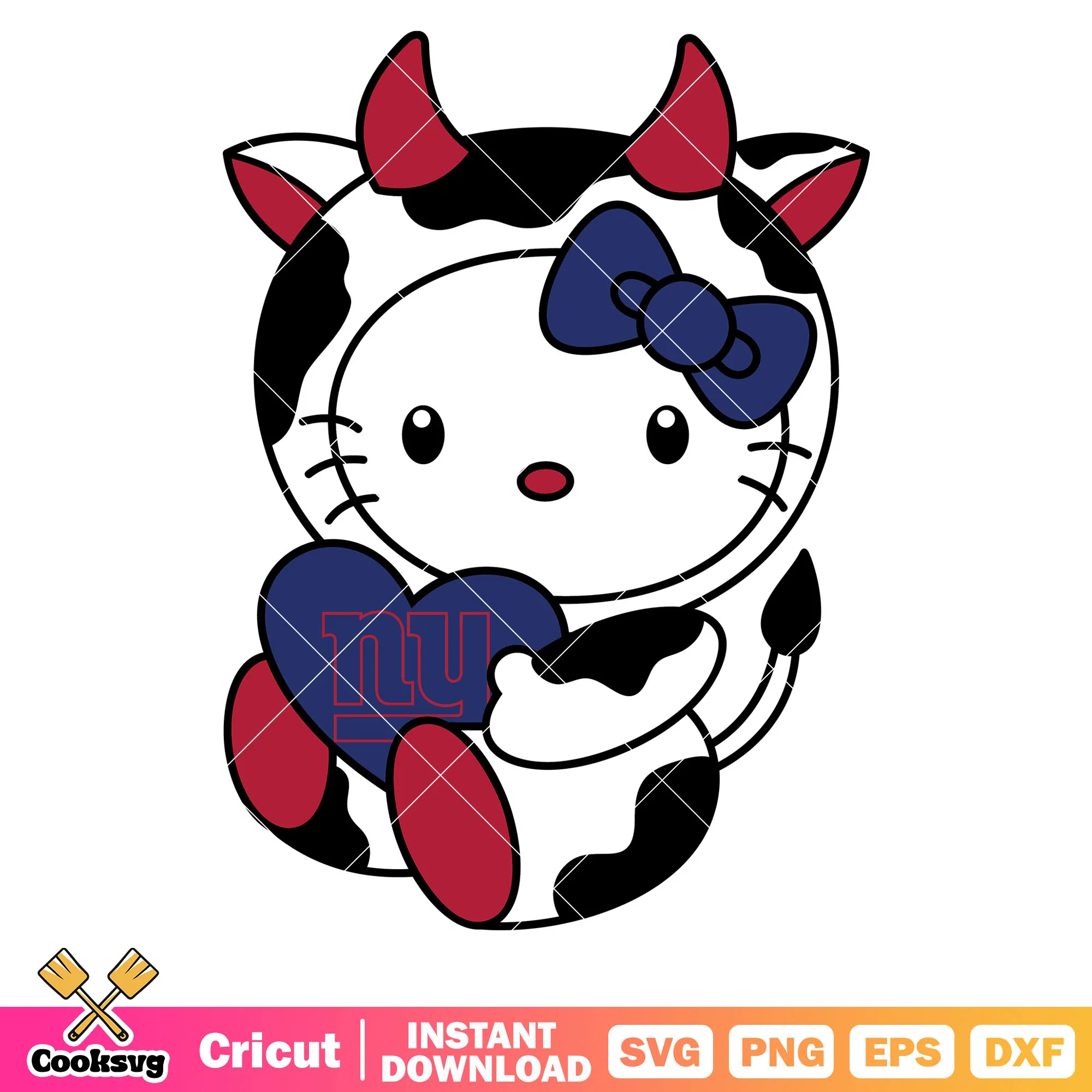 Hello kitty new york giants cow svg, new york giants logo svg