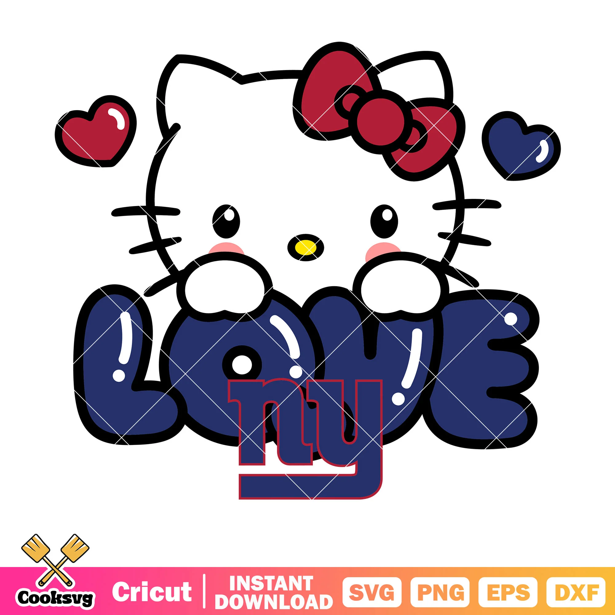 Hello kitty new york giants love svg, new york giants logo svg