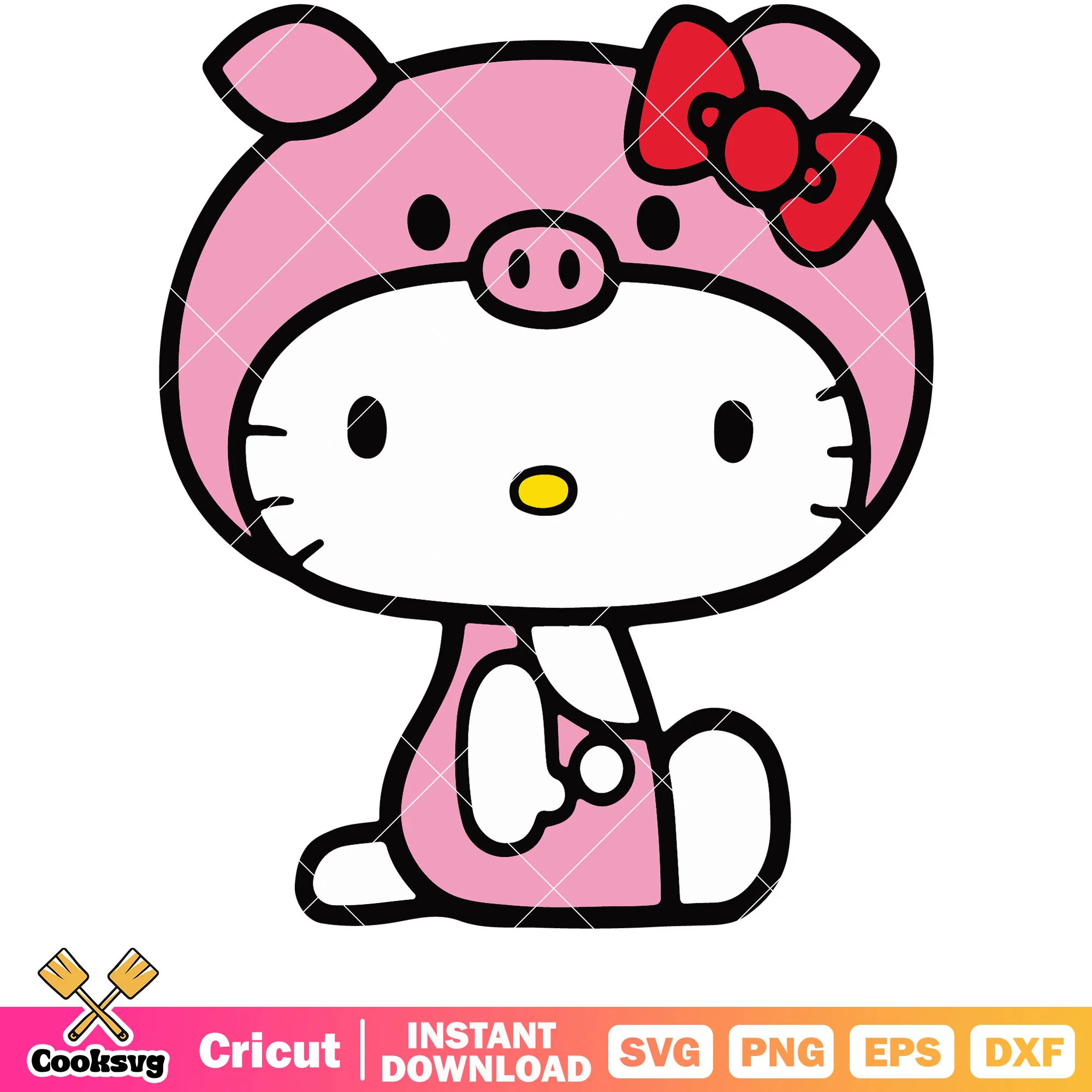 Hello kitty pig design svg, hello kitty svg, sanrio cartoon svg