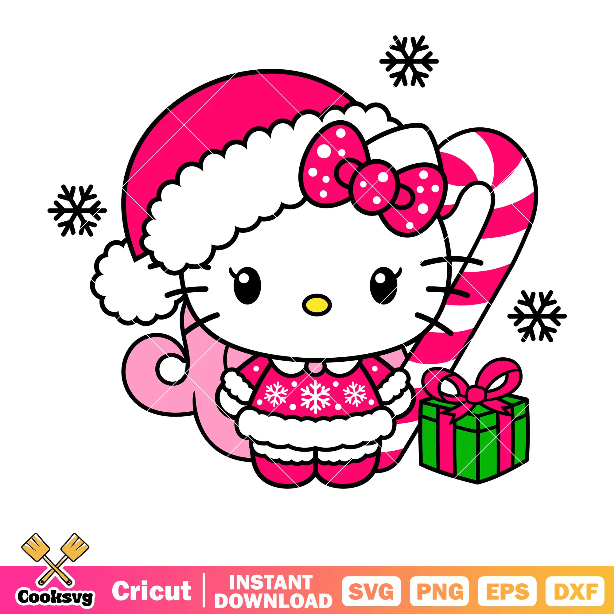 Hello kitty pink santa design svg, hello kitty christmas svg