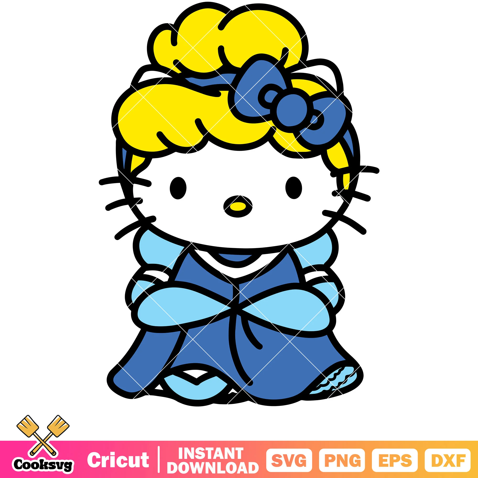 Hello kitty princess cinderella svg, hello kitty svg, cinderella svg