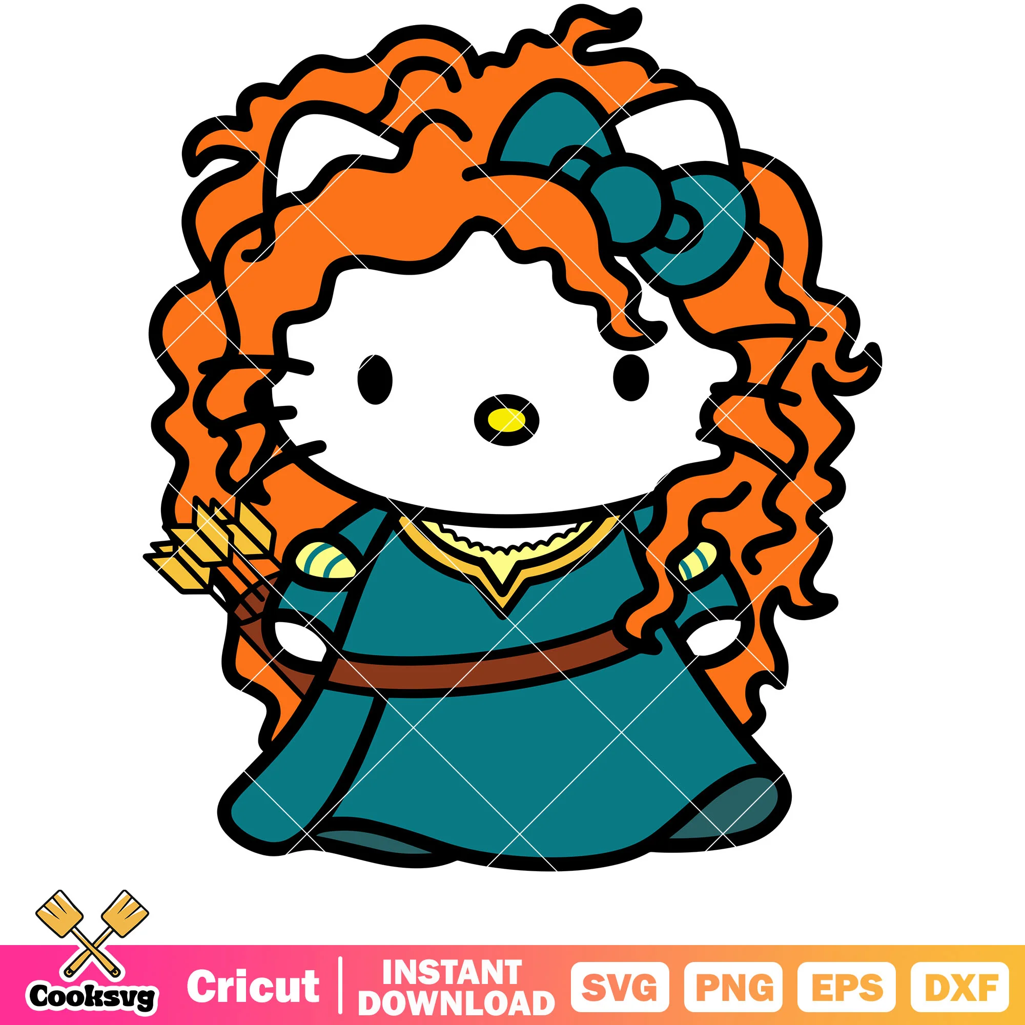 Hello kitty princess merida svg, hello kitty svg, merida disney svg