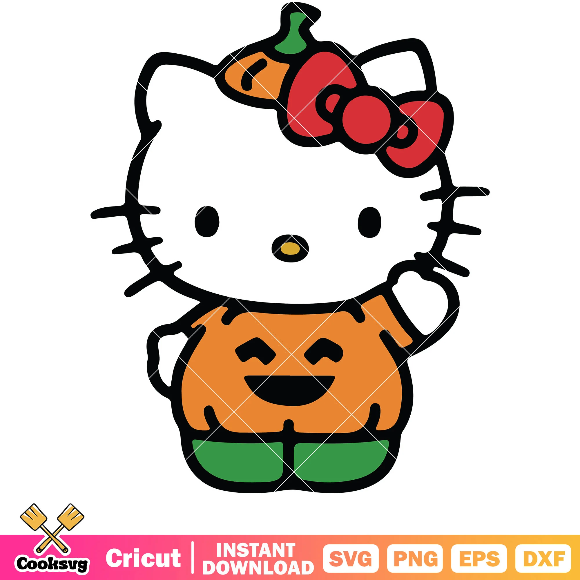 Hello kitty pumpkin deisgn svg, halloween hello kitty svg