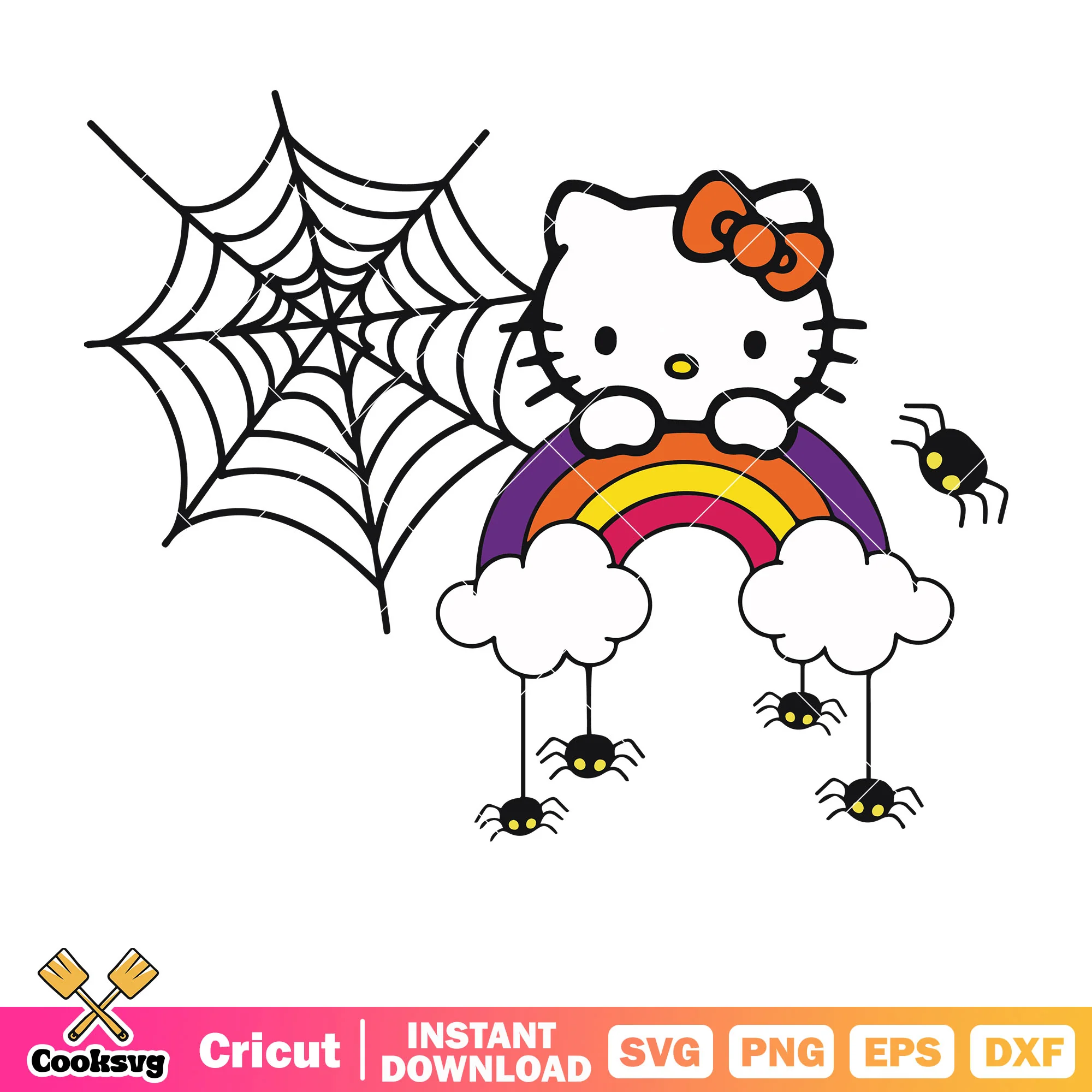 Hello kitty rainbow halloween svg, hello kitty halloween svg
