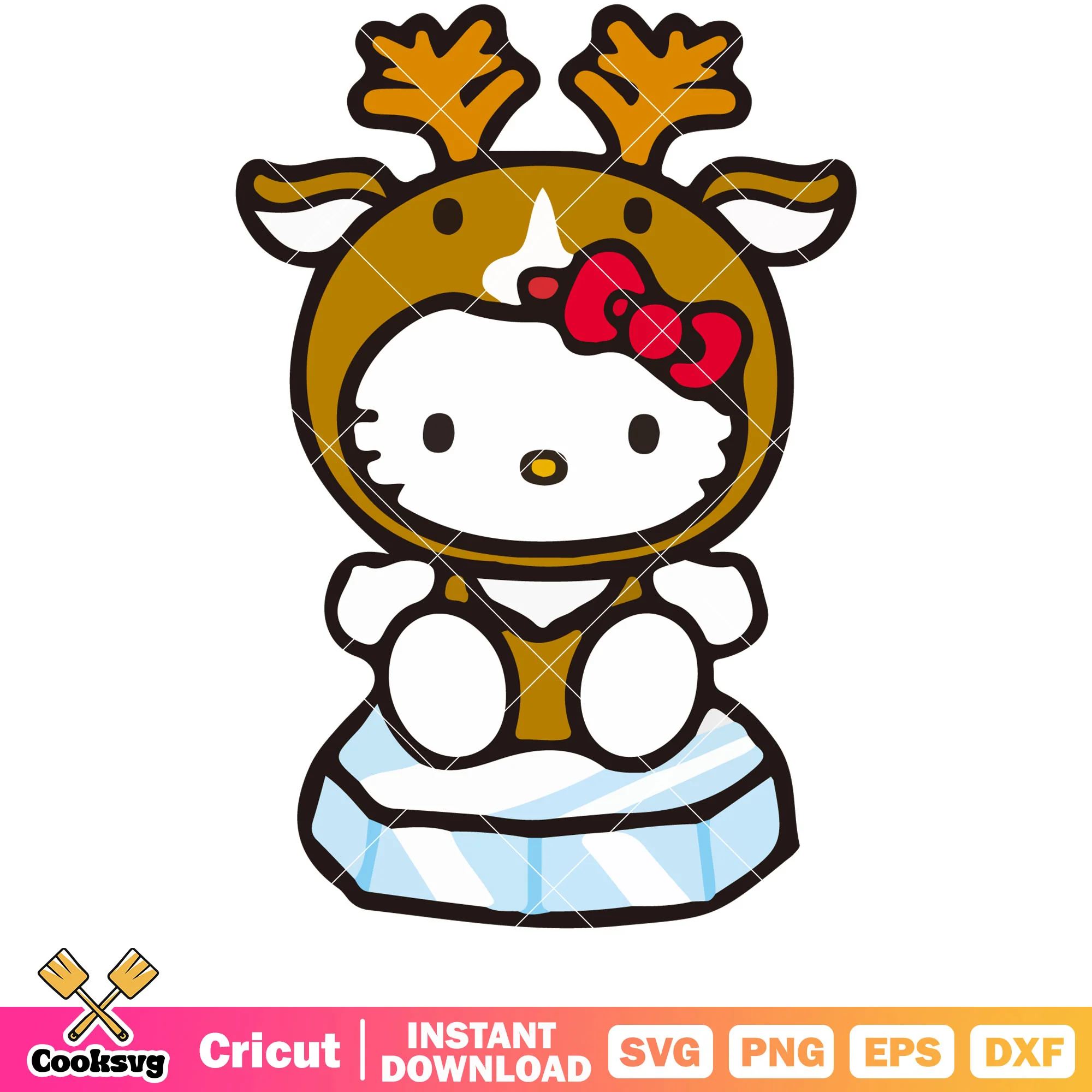 Hello kitty reindeer christmas svg, hello kitty christmas svg