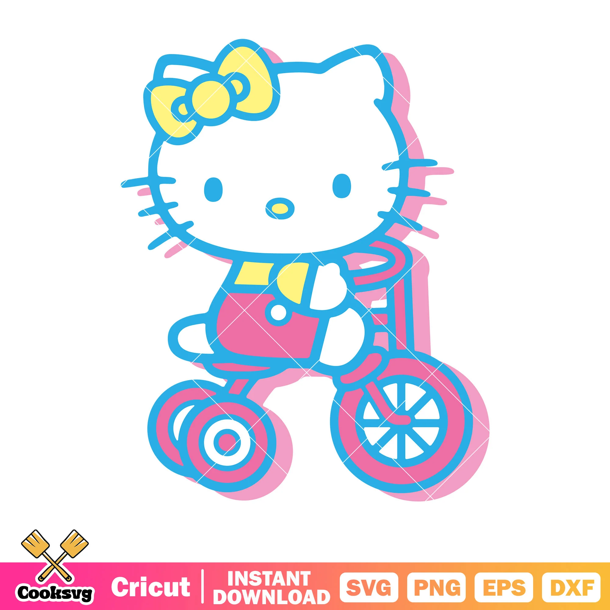 Hello kitty riding a bike svg, hello kitty on bike svg
