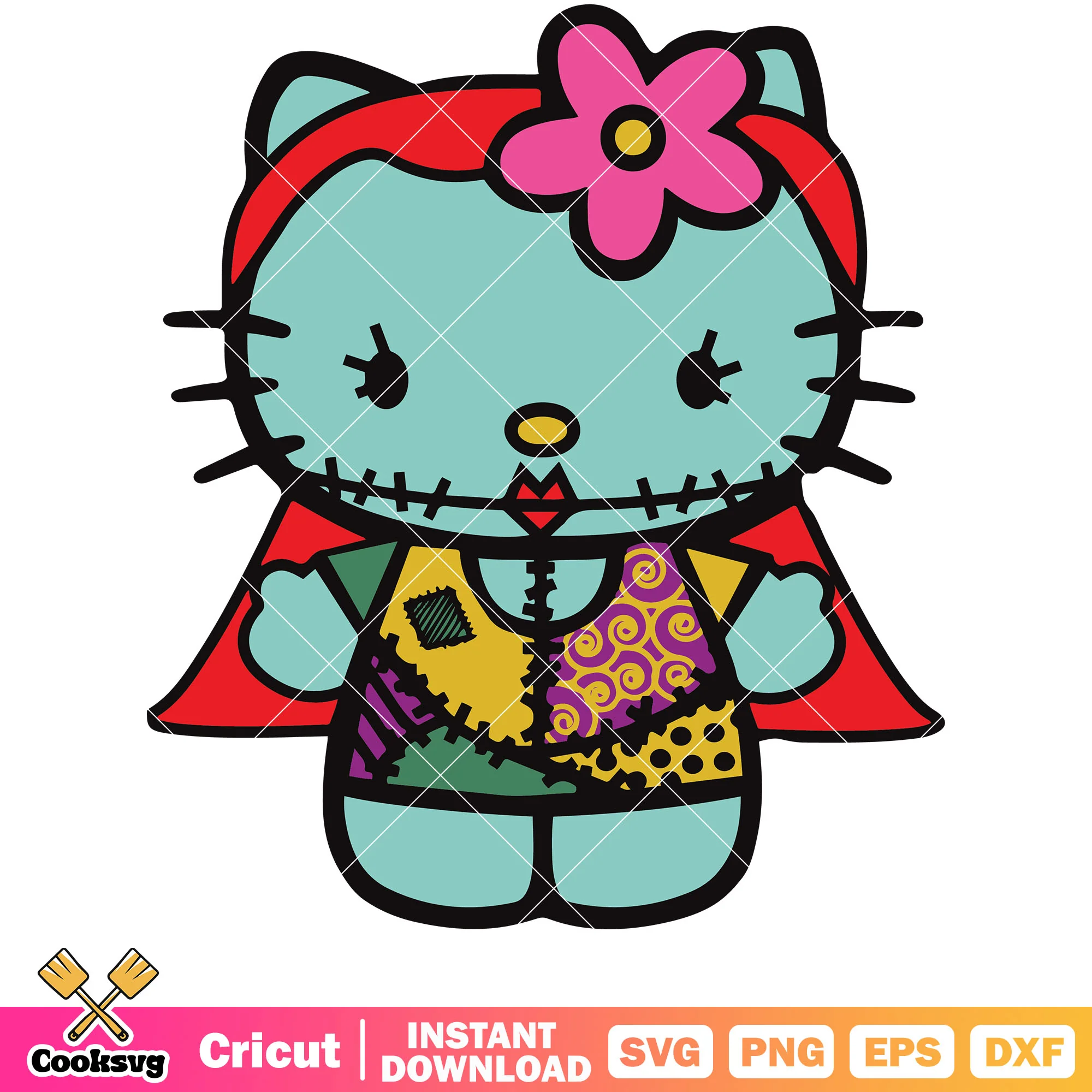 Hello kitty sally halloween design svg, hello kitty halloween svg