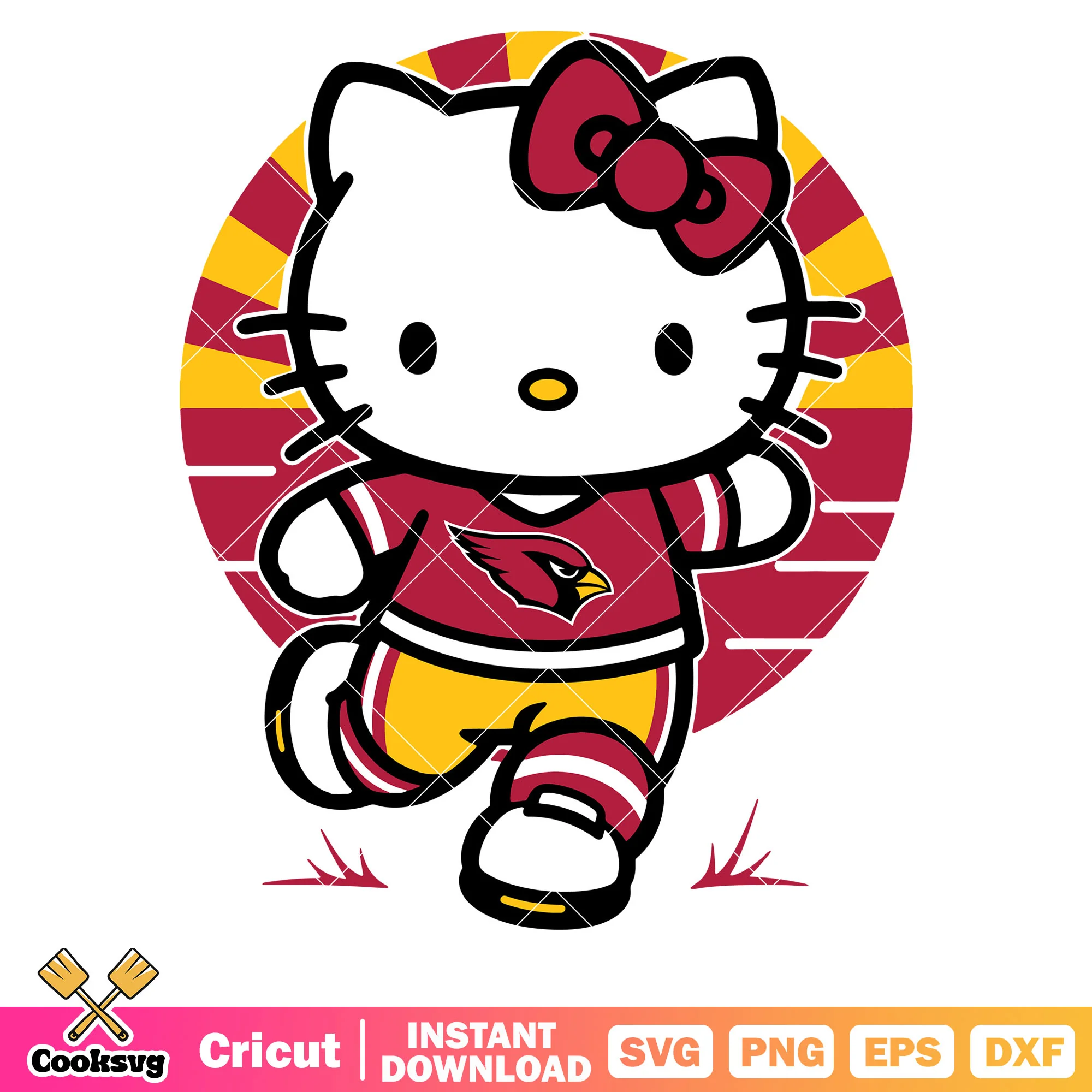 Hello kitty sport arizona cardinals costume svg, arizona cardinals stickers svg