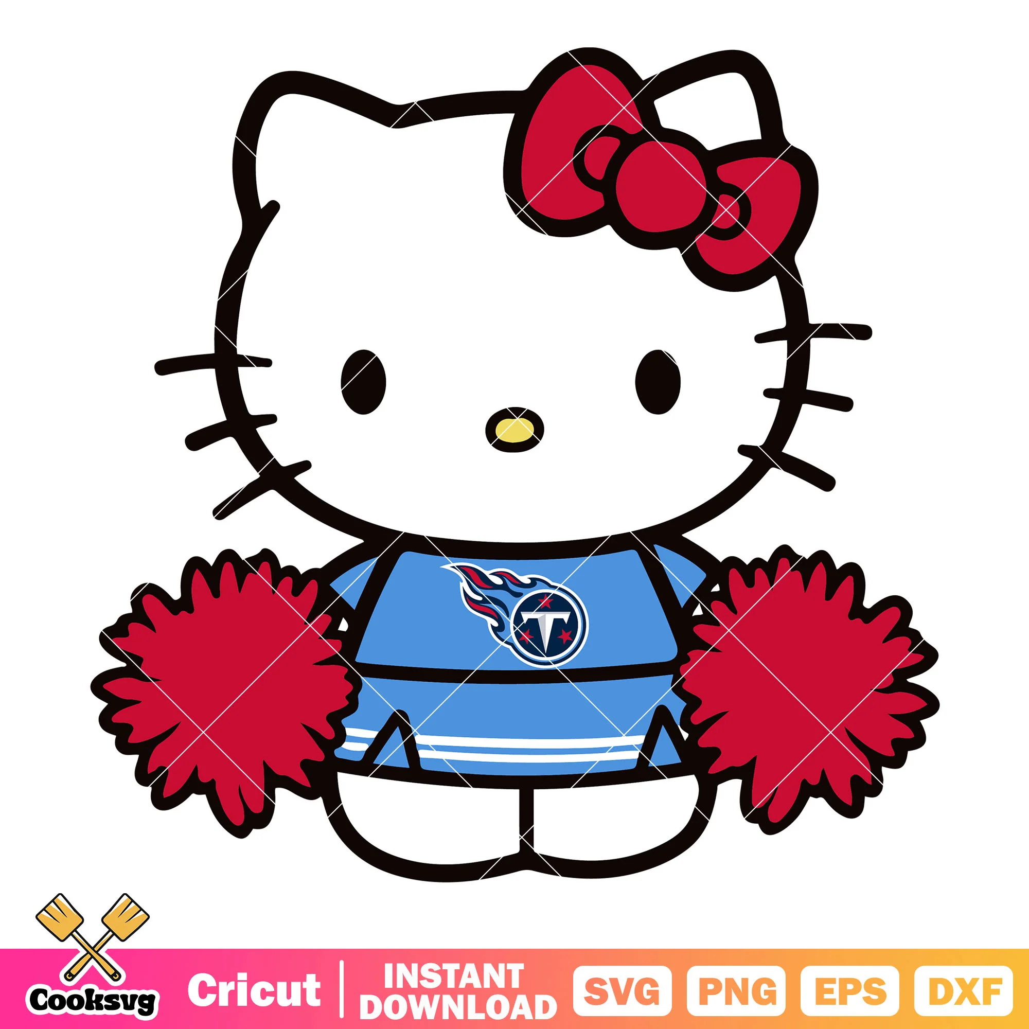 Hello Kitty tennessee titans cheerleader svg, tennessee titans games svg