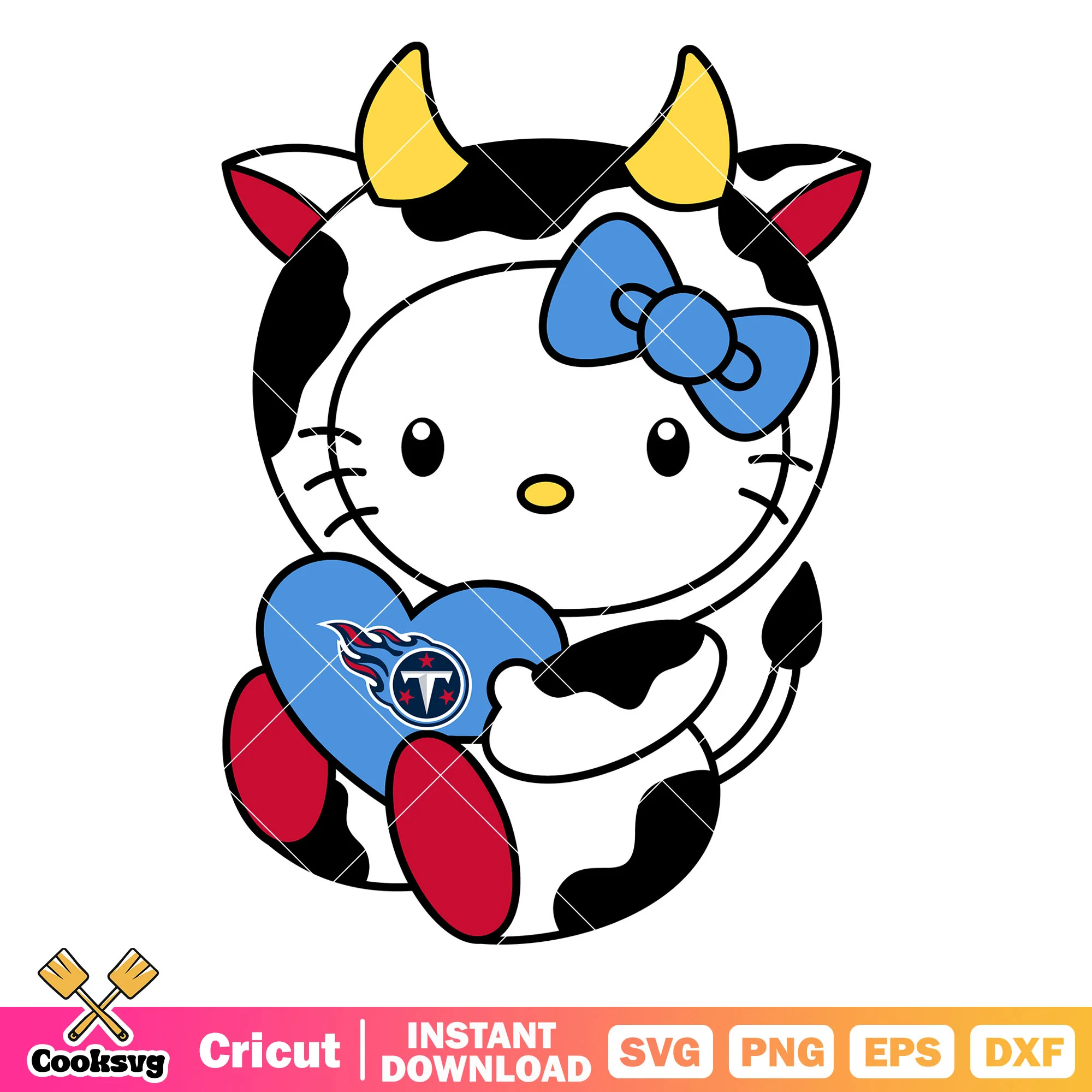Hello Kitty tennessee titans cow svg, tennessee titans games svg