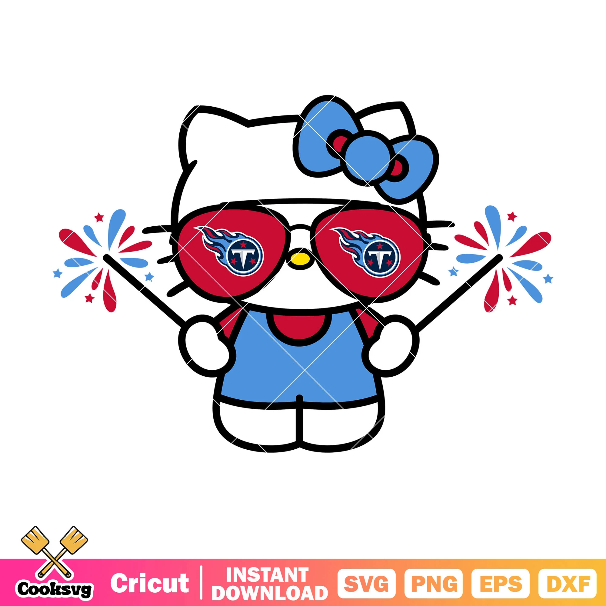 Hello Kitty tennessee titans firework svg, tennessee titans svg