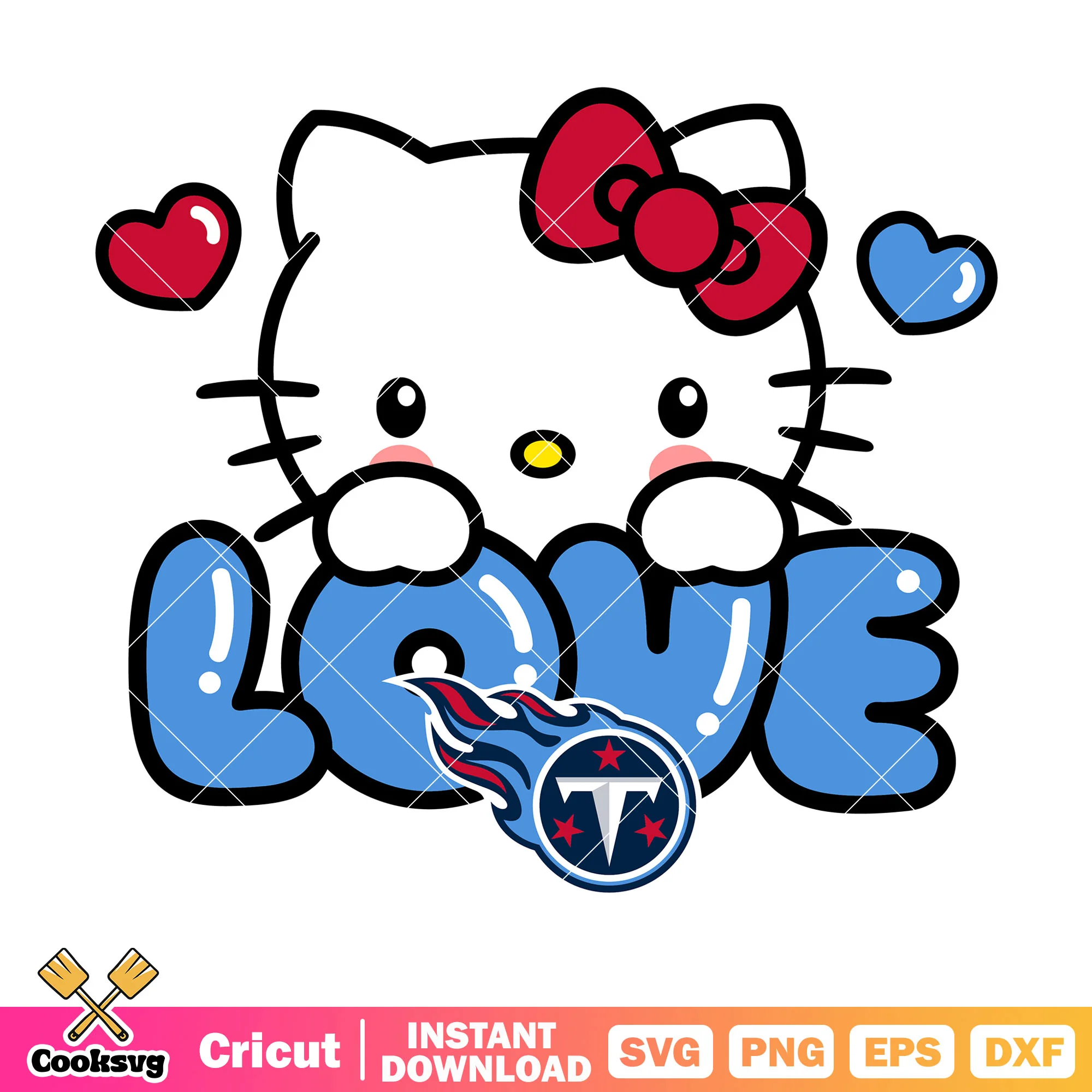 Hello Kitty tennessee titans love svg, tennessee titans games svg