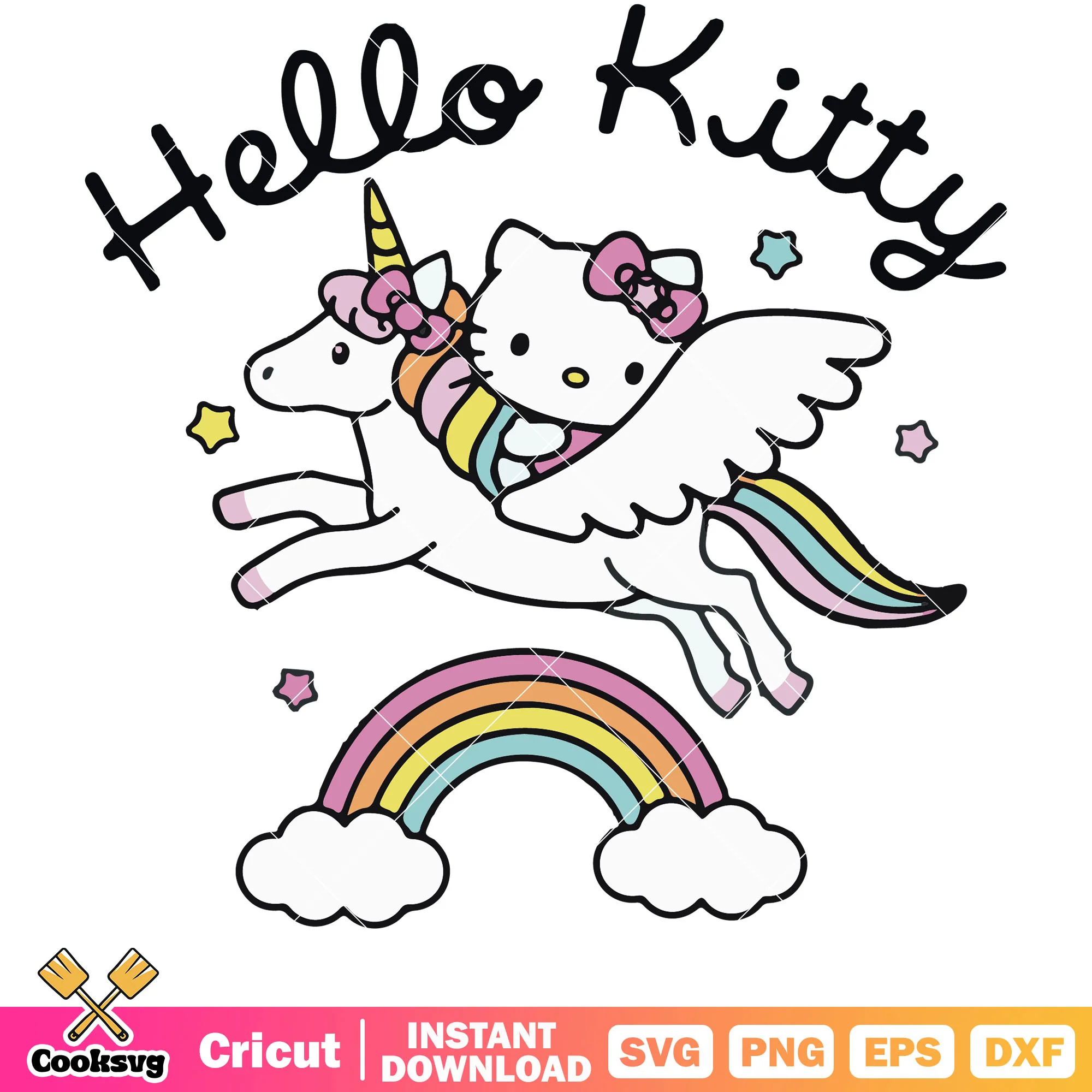 Hello kitty unicorn rainbow svg, sanrio hello kitty svg