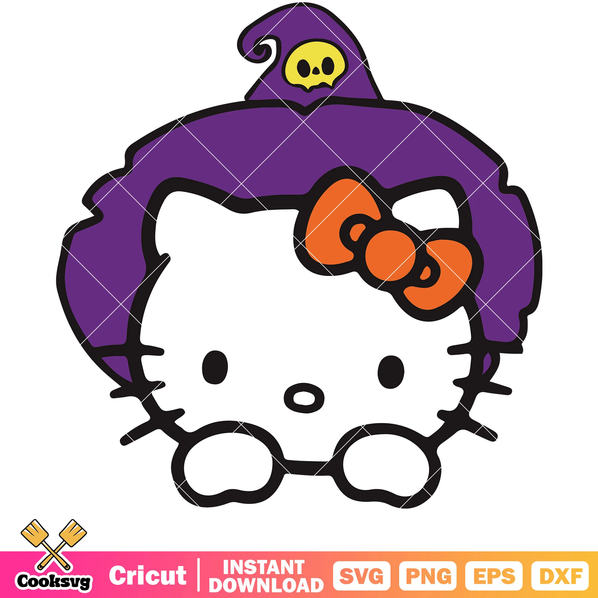 Hello kitty witch head halloween svg, hello kitty halloween svg