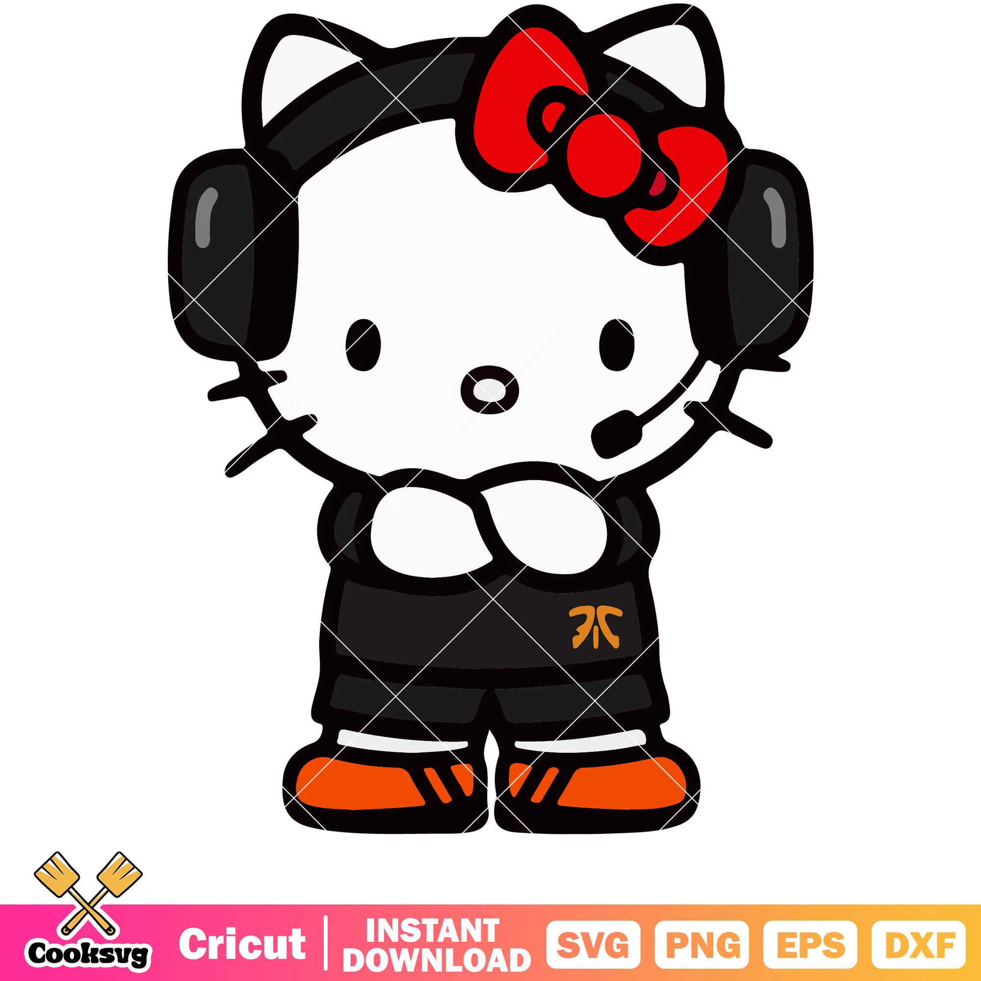 Hello kitty with headphones design svg, hello kitty svg