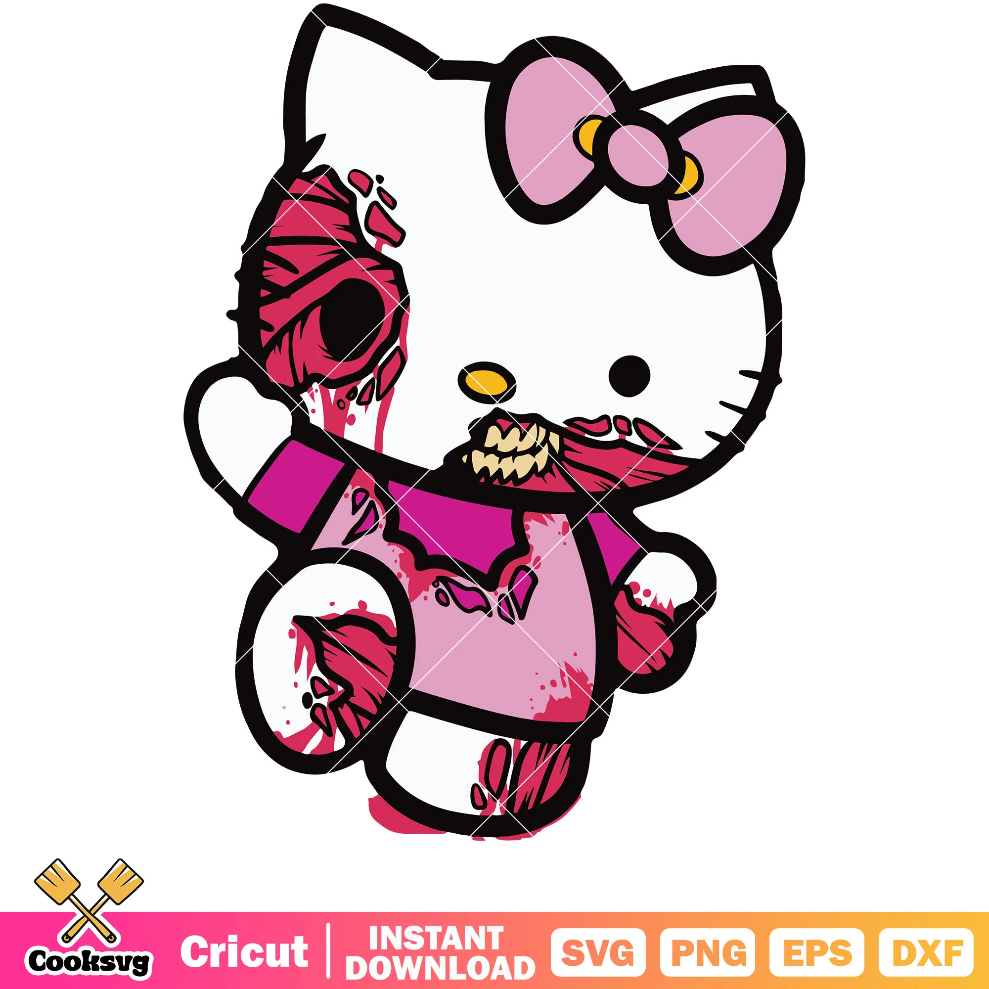 Hello kitty zomnbie halloween svg, hello kitty halloween svg