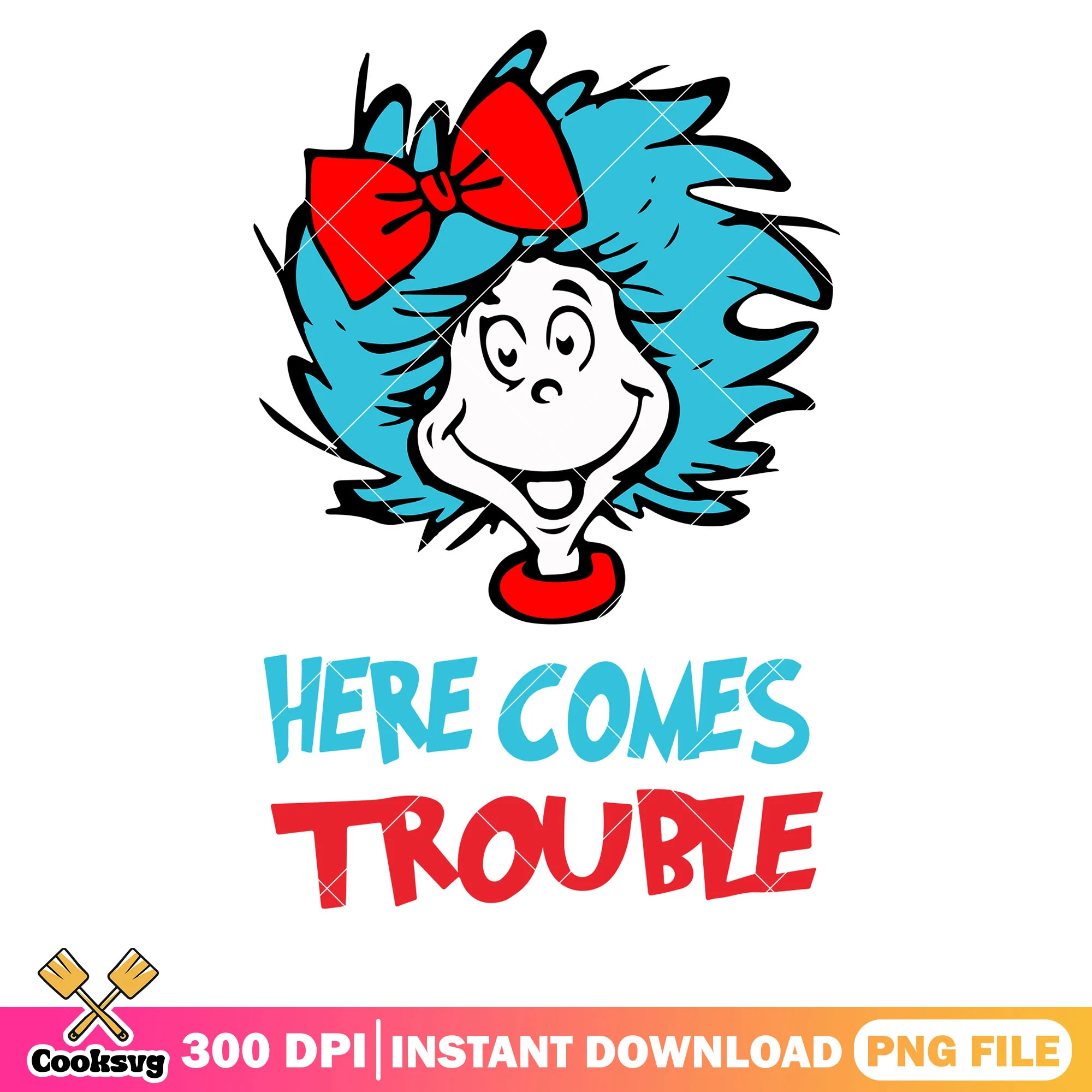 Here come trouble thing dr seuss png, dr seuss thing one png