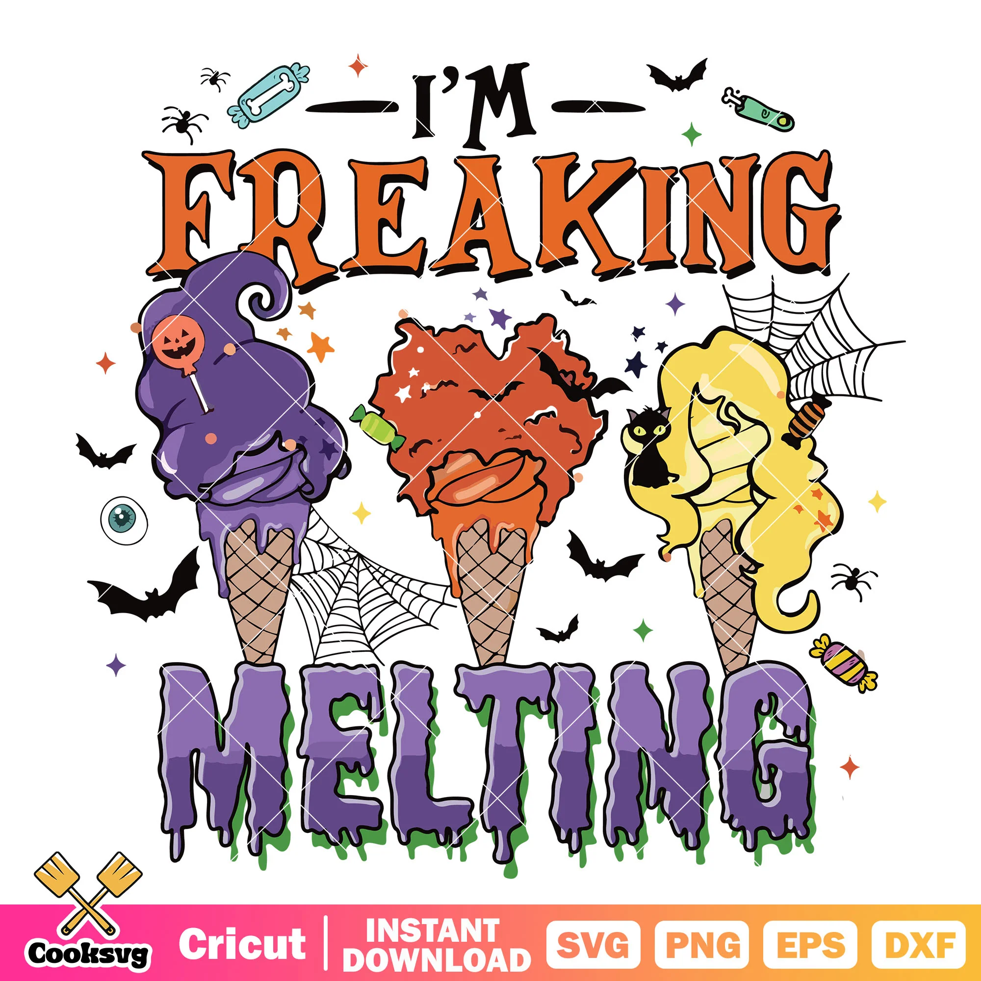 Hocus pocus freaking melting svg, hocus pocus svg, halloween ice cream svg
