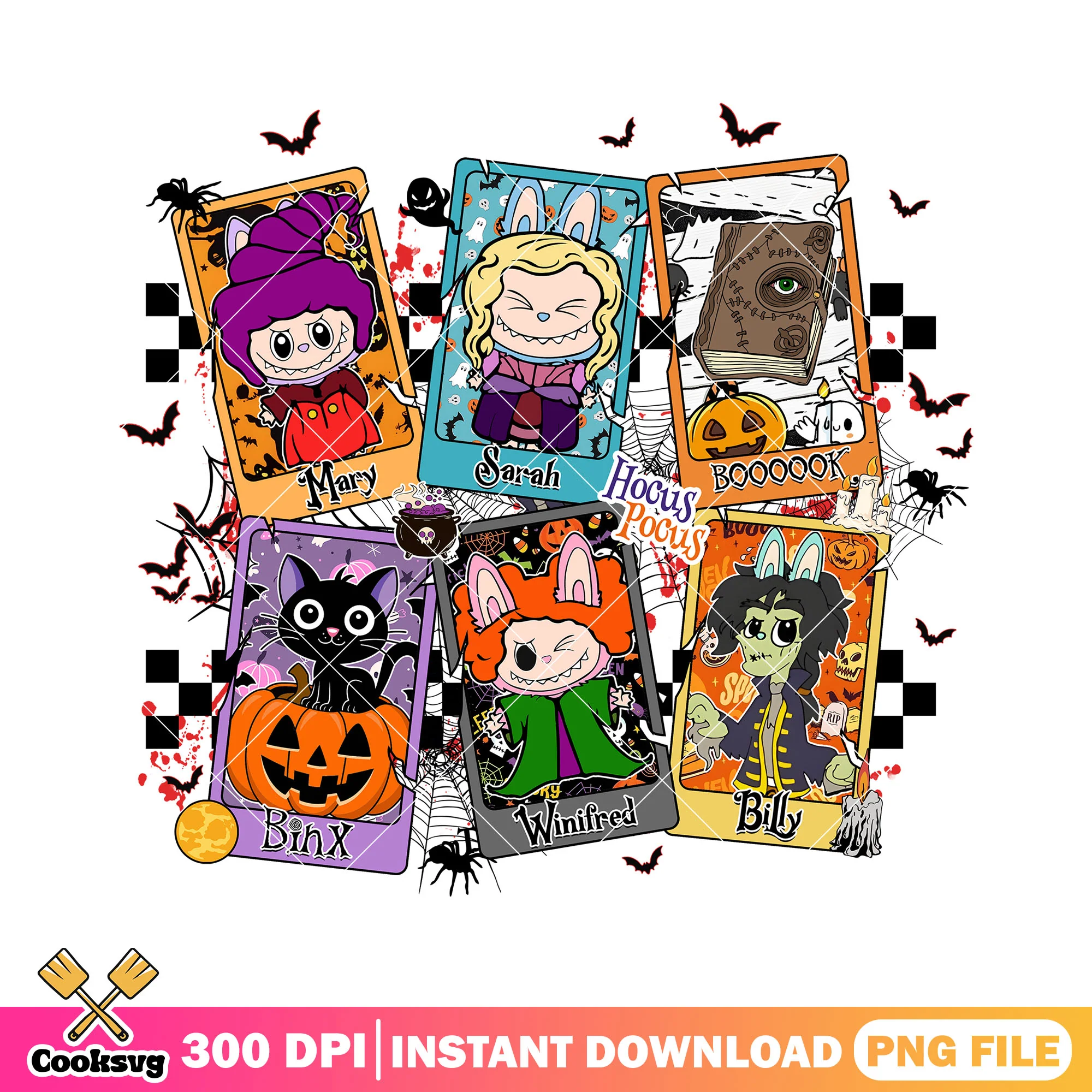Hocus pocus labubu card png, hocus pocus png, labubu secret png