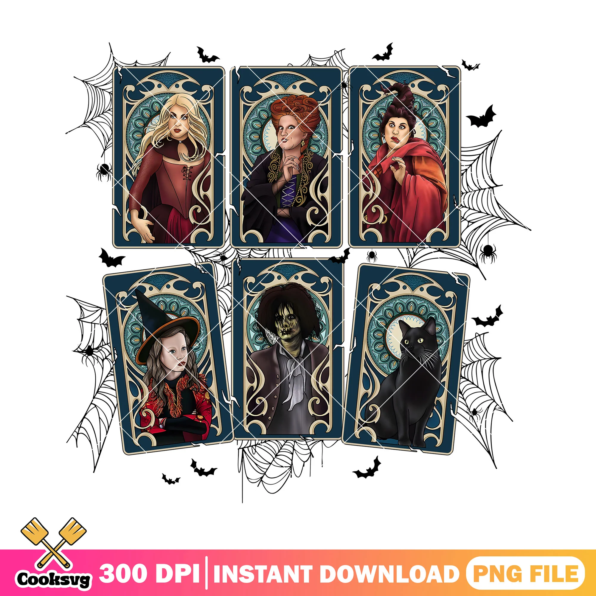 Hocus pocus wall art png, halloweern spirit png, art wall png