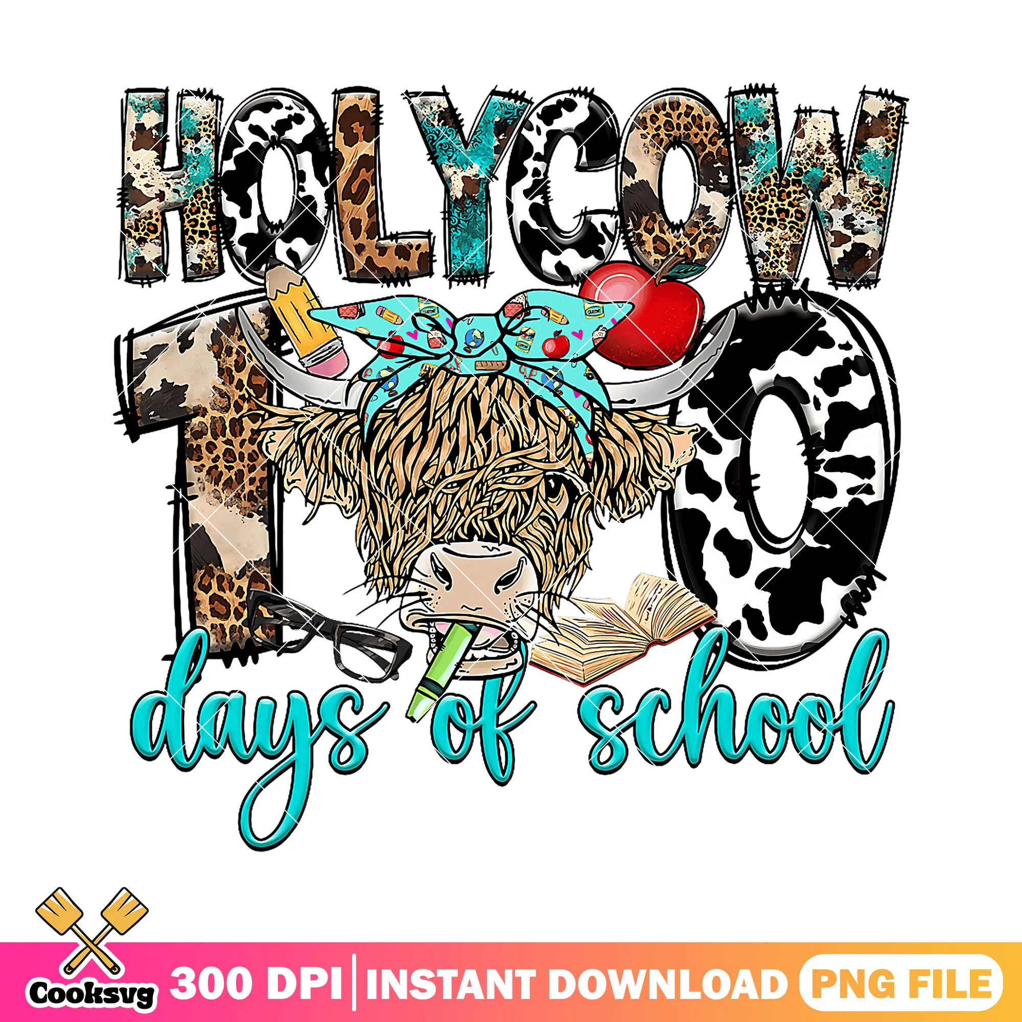 Holycow 100 days school png, cow head png, back to school day png