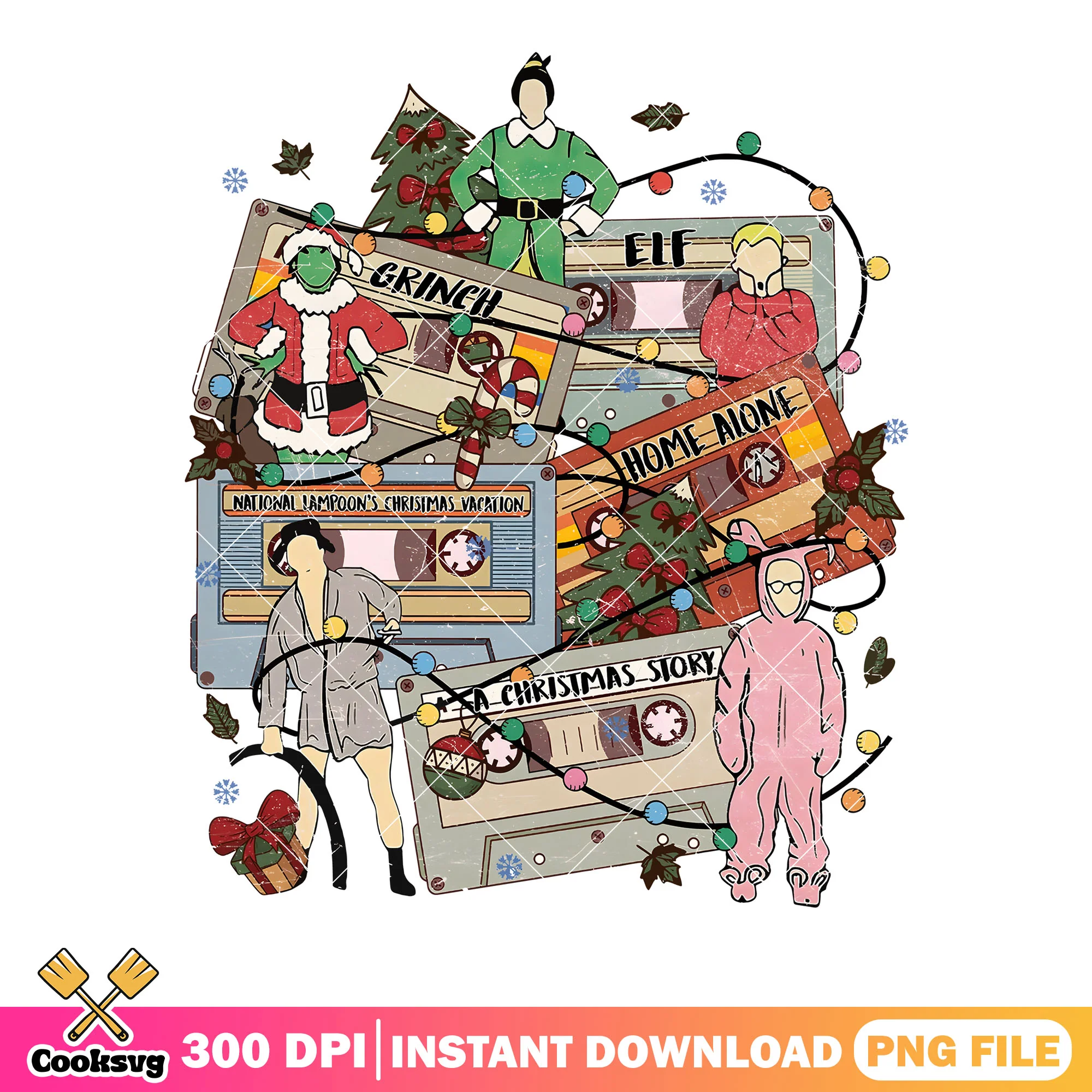 Home alone grinch png, tangled lights tree png, candy cane png