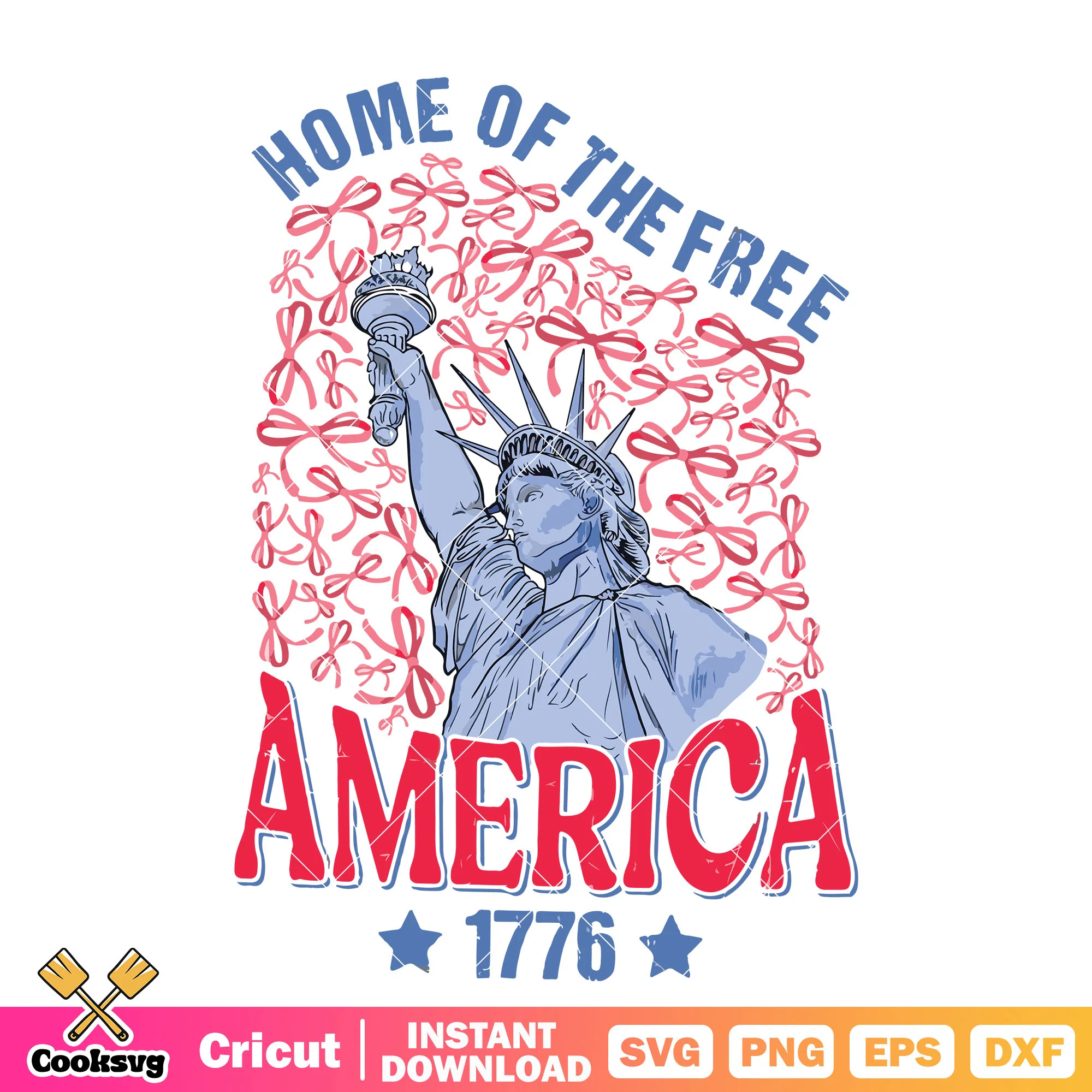 Home of the free america 1776 svg, free america svg, america statue svg