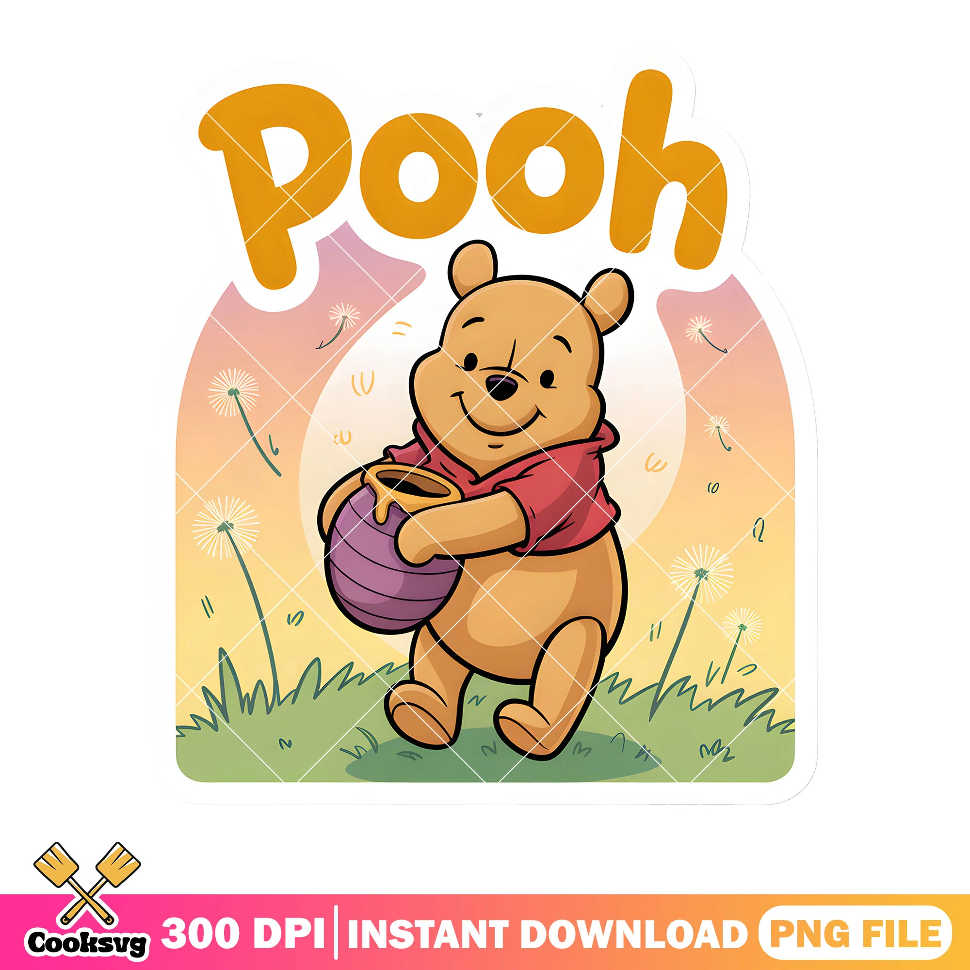 Honey pooh bear classic png, vintage pooh png, disney poster png