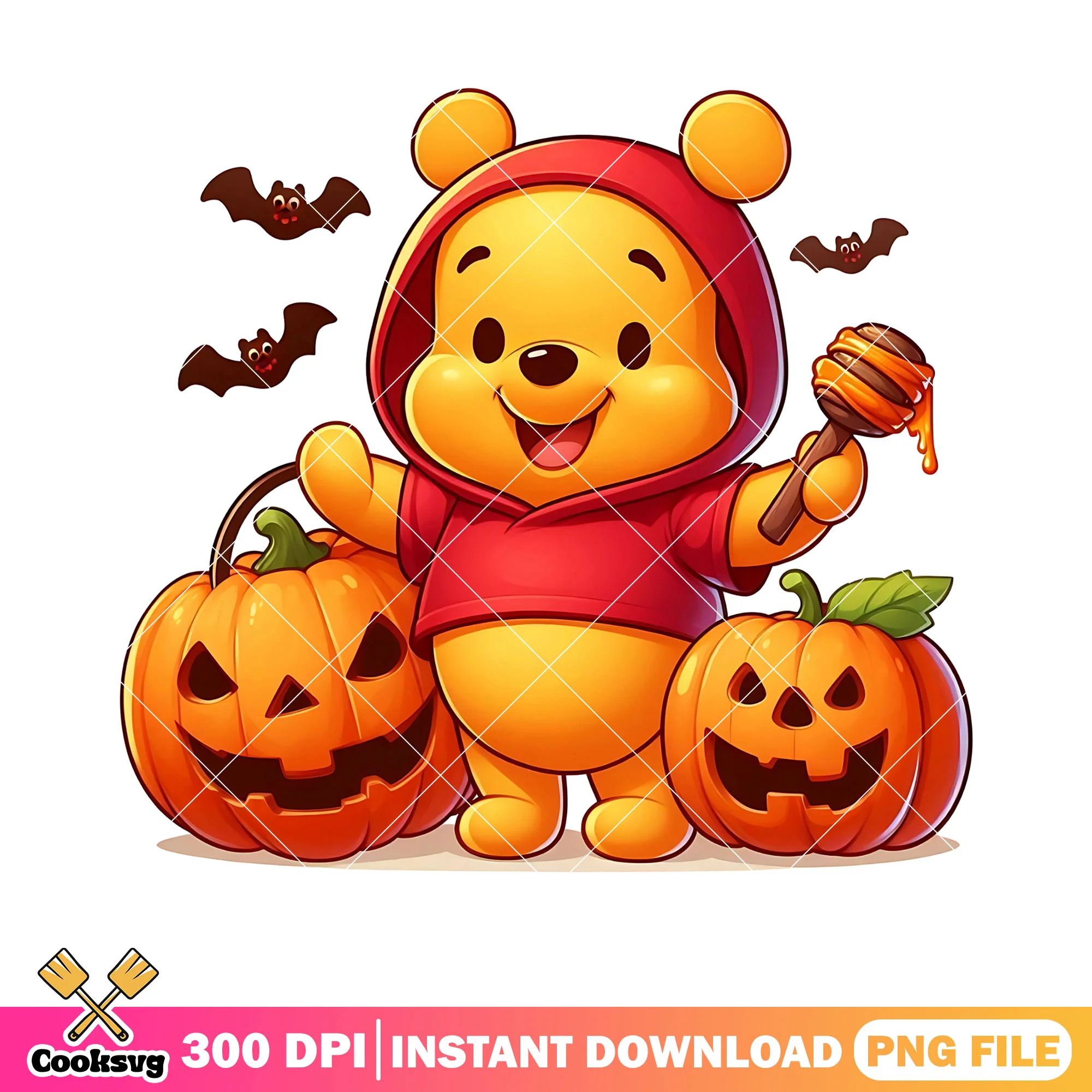 Honney staff scary bats png, pooh bear png, disney halloween png