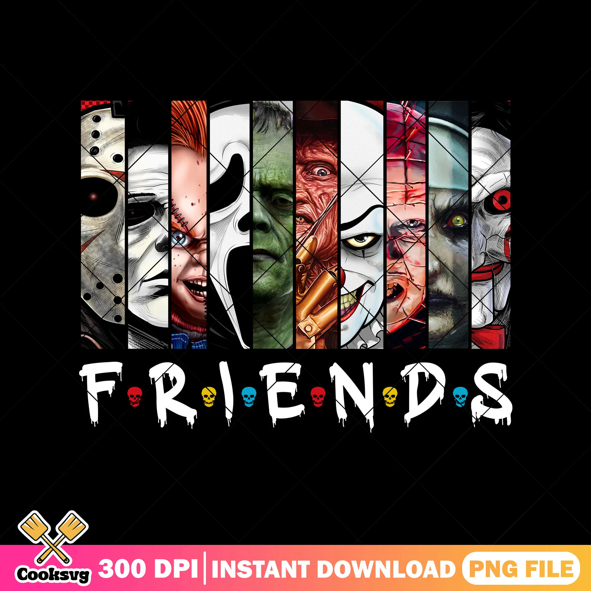 Horror friends halloween movie characters png, halloween der film png
