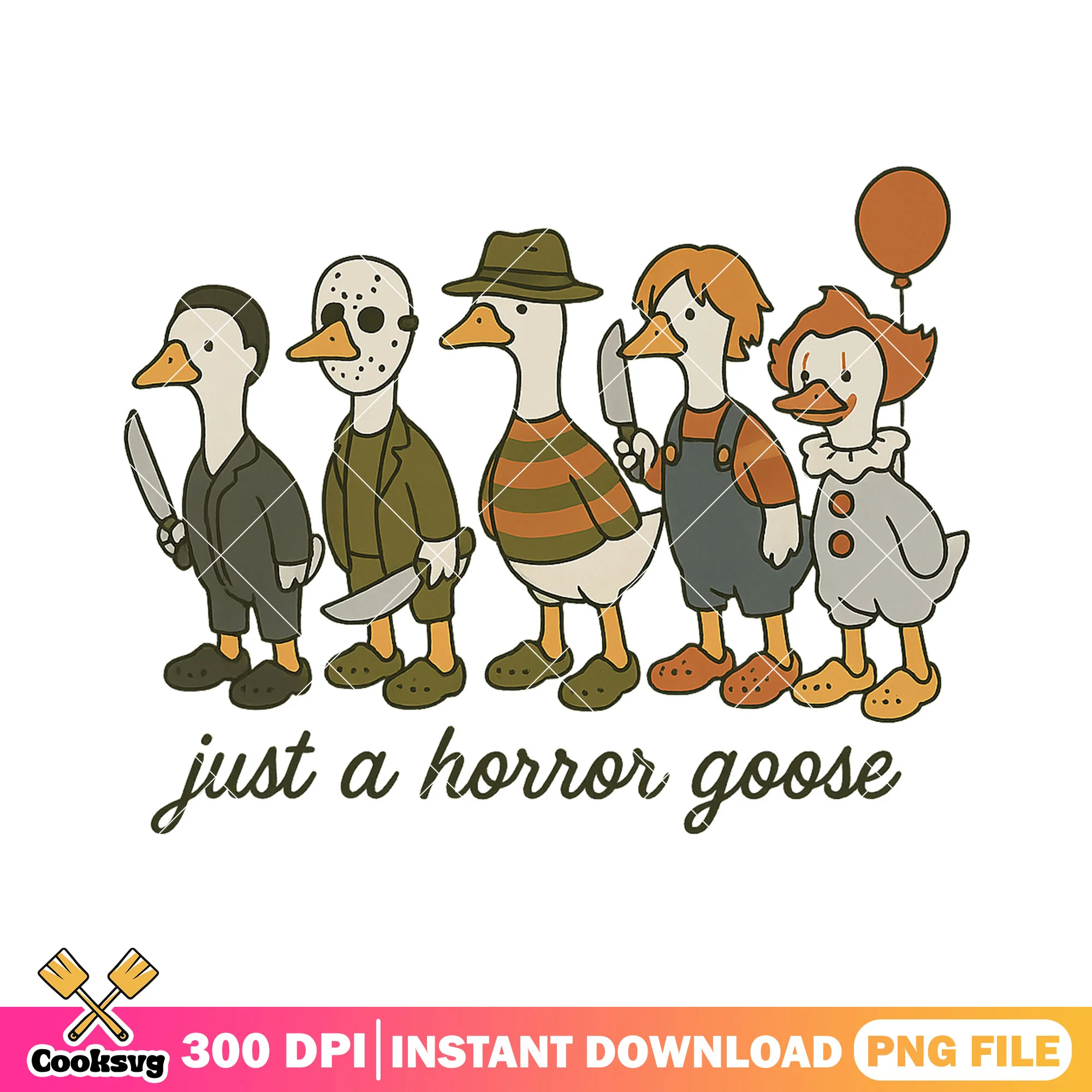 Horror goose design png, goose horror png, halloween horror png