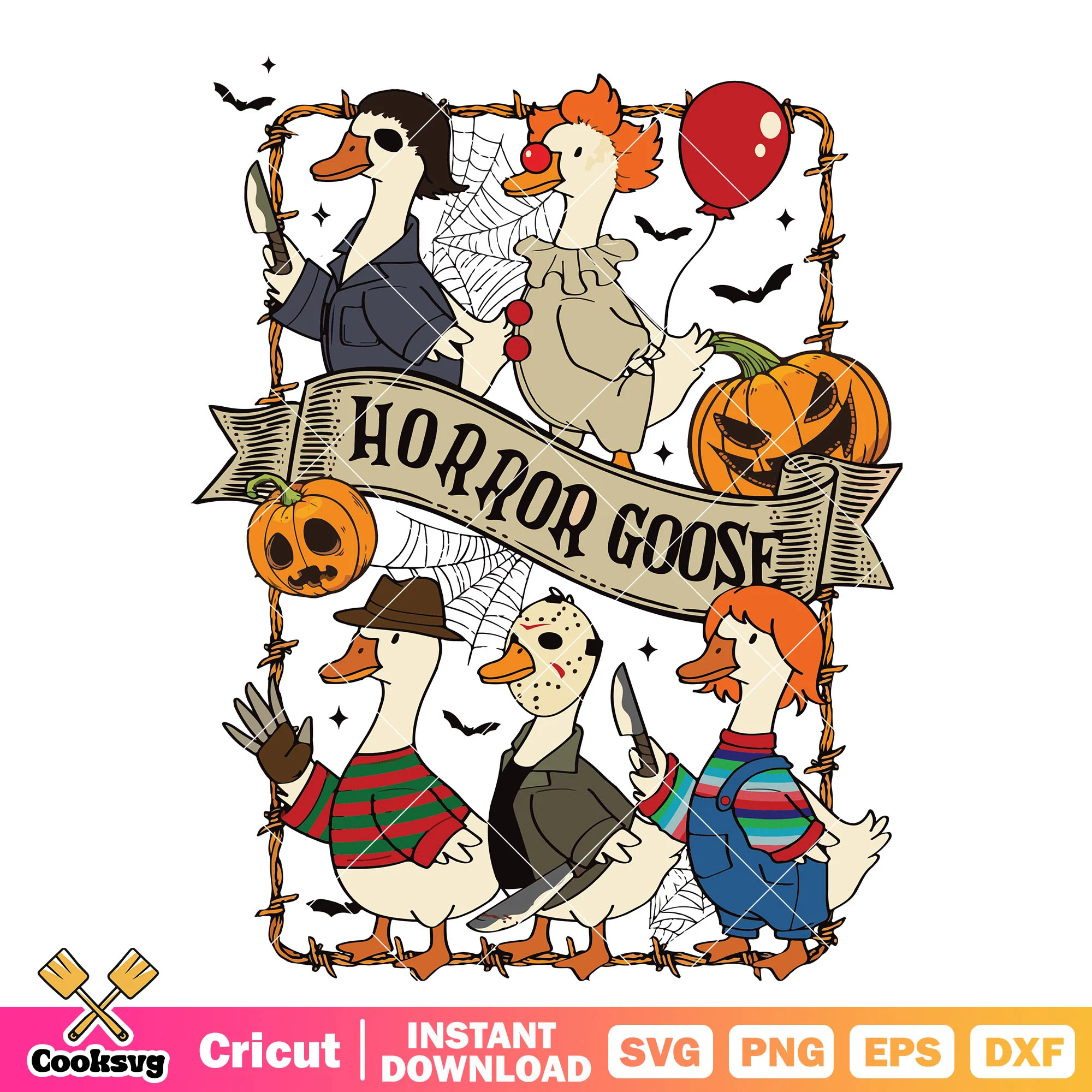Horror halloween goose box svg, horror goose svg, silly goose svg