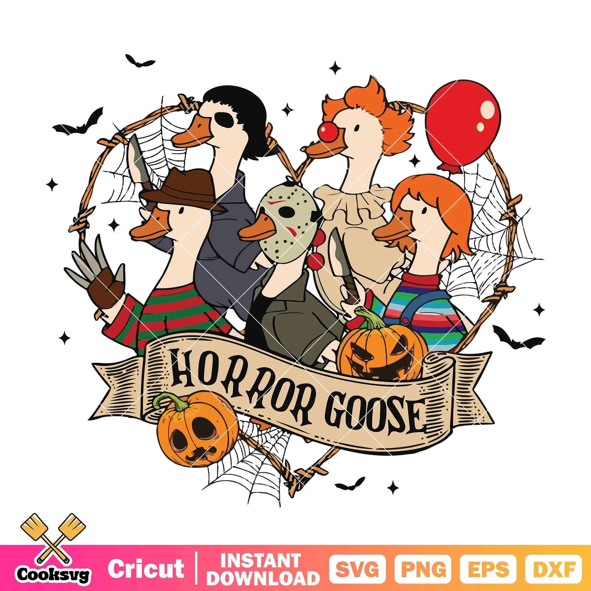Horror halloween goose love svg, horror goose svg, silly goose svg