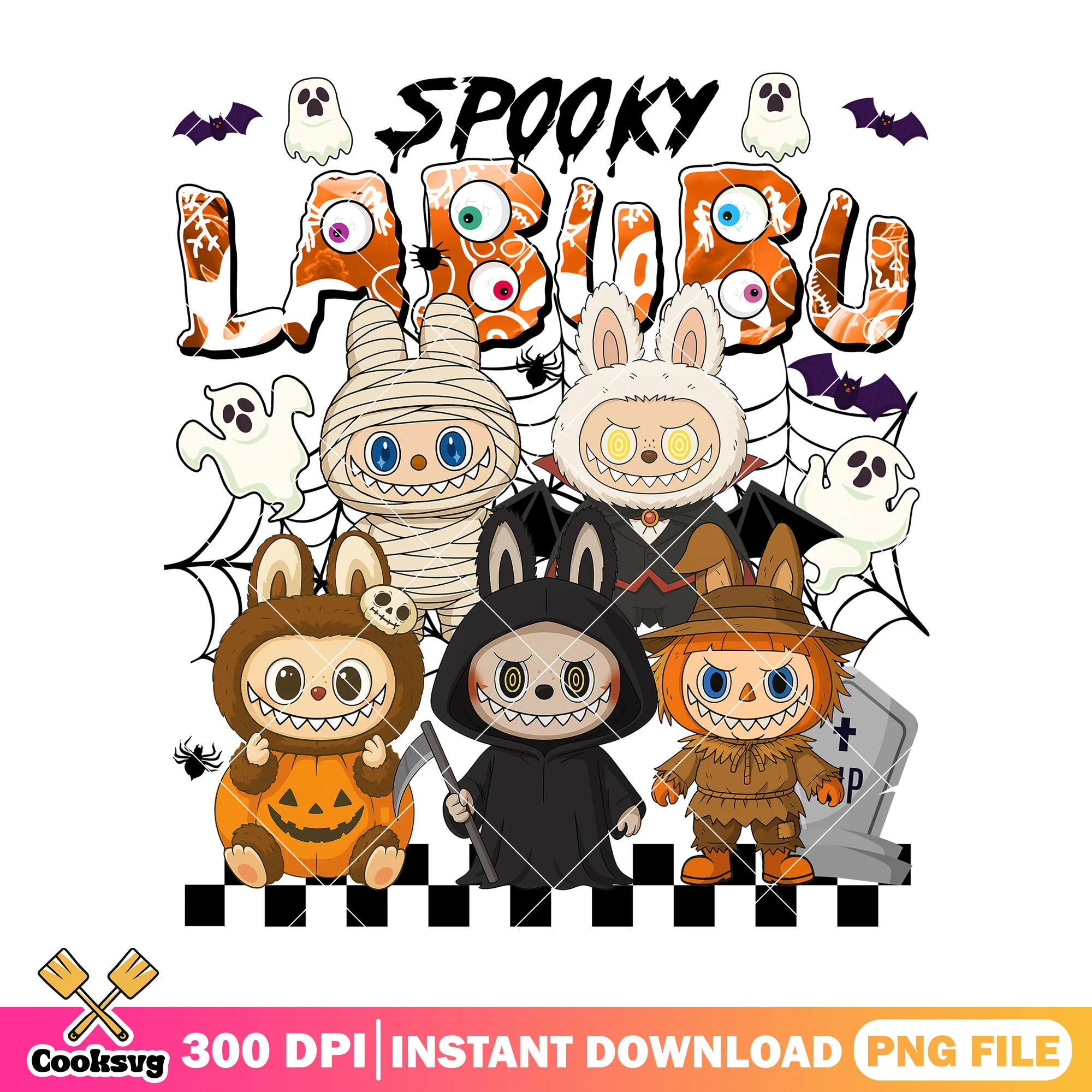 Horror labubu spooky png, spooky labubu png, labubu monster png