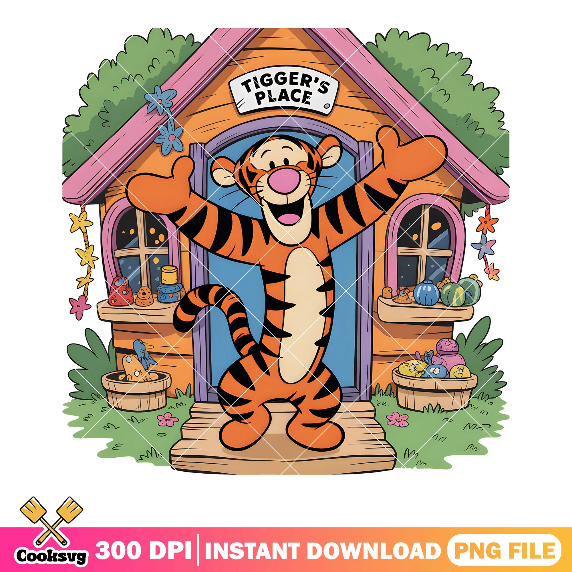 House tiger poster vibes png, disney vibes png, winnie the pooh png