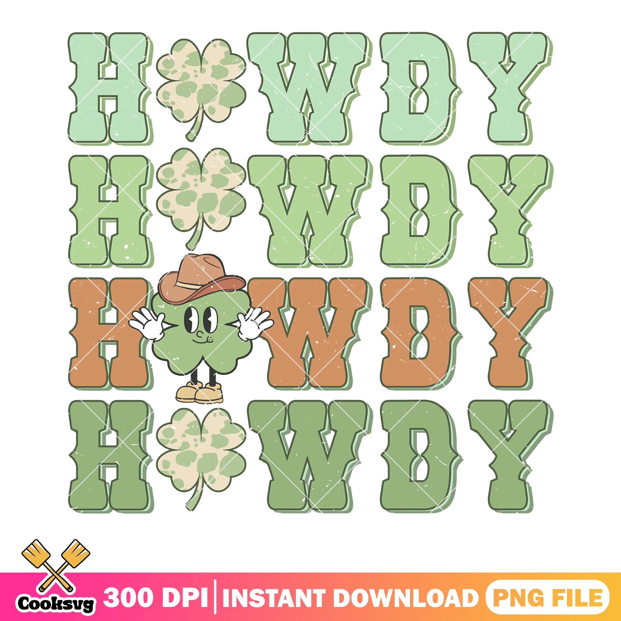 Howdy clover patricks png, four leaf clover png, patricks season png