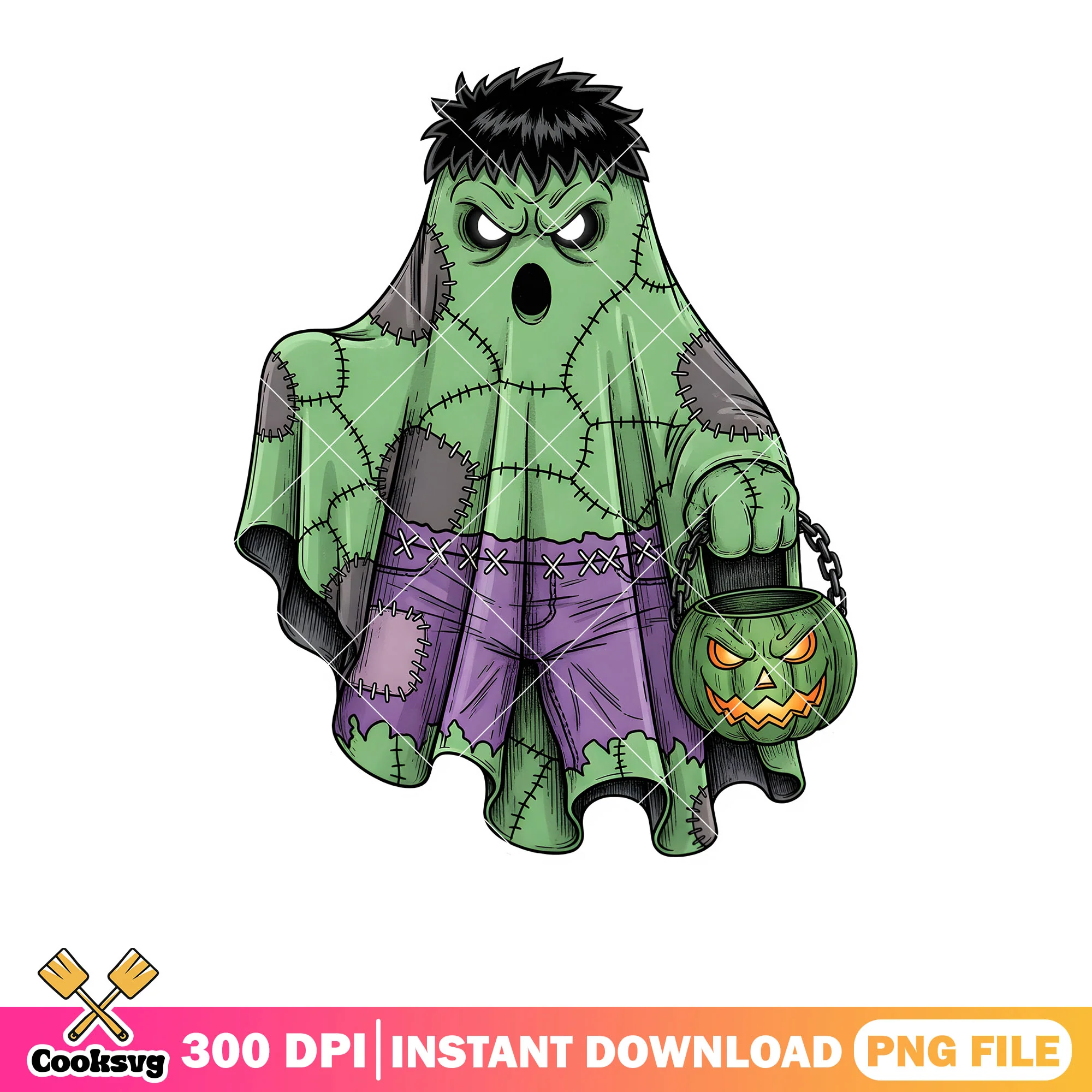 Hulk ghost chibi png, marvel halloween png, ghost costumes png