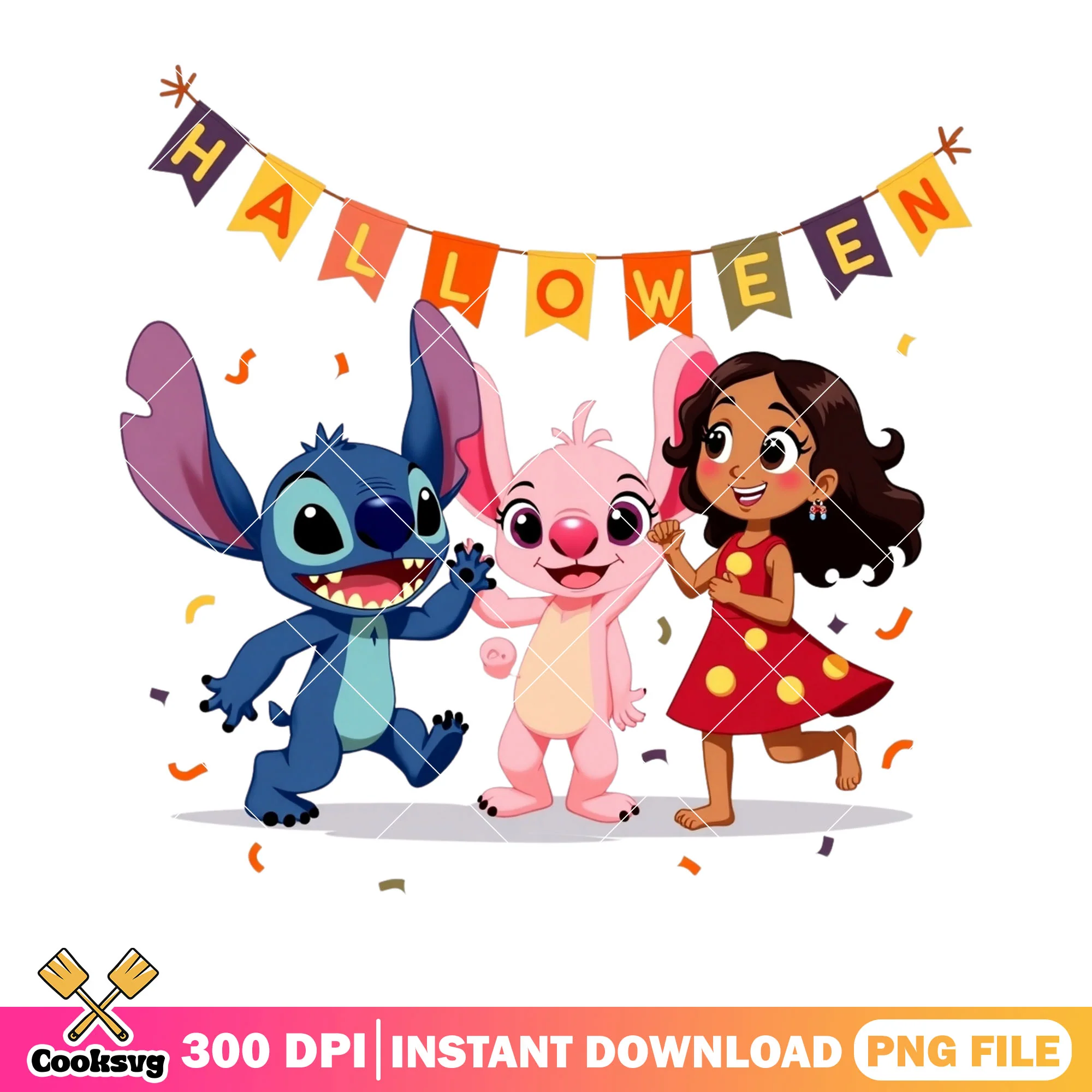 Human and 2 alien png, pink alien png, happy halloween png