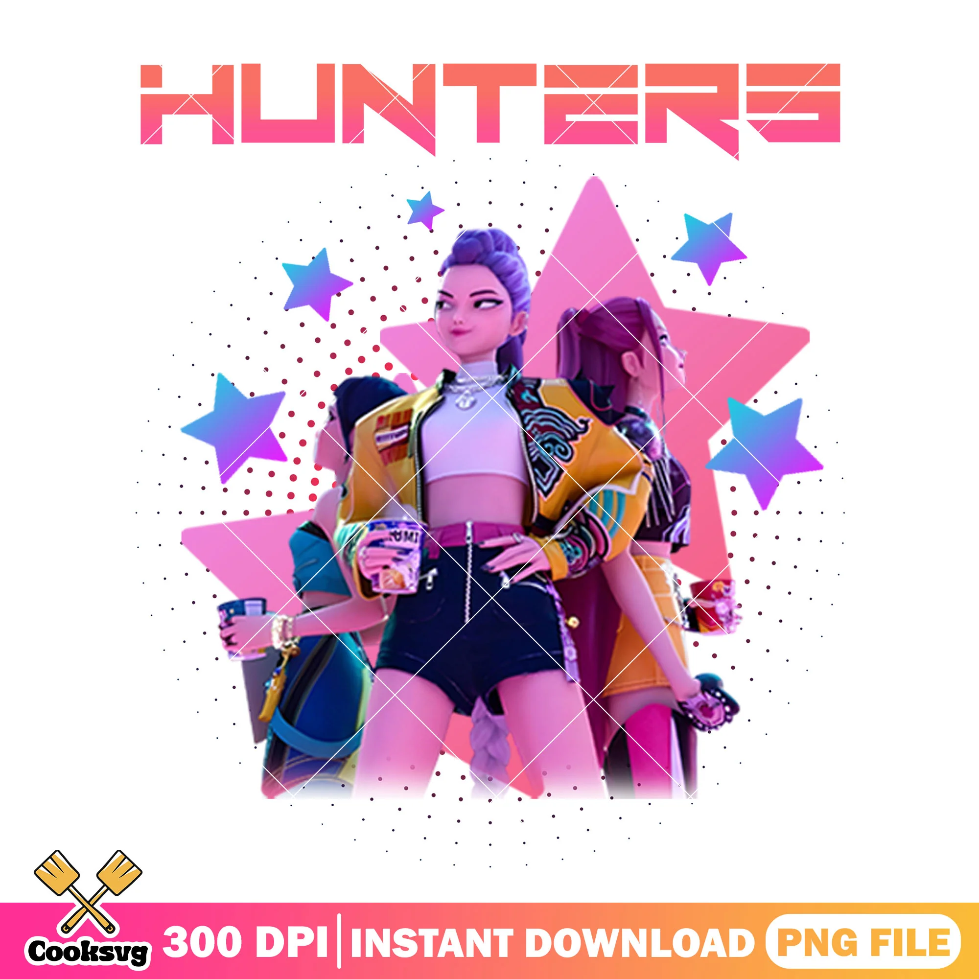 Hunters girl on star png, huntrix kpop png, kpop hunters png
