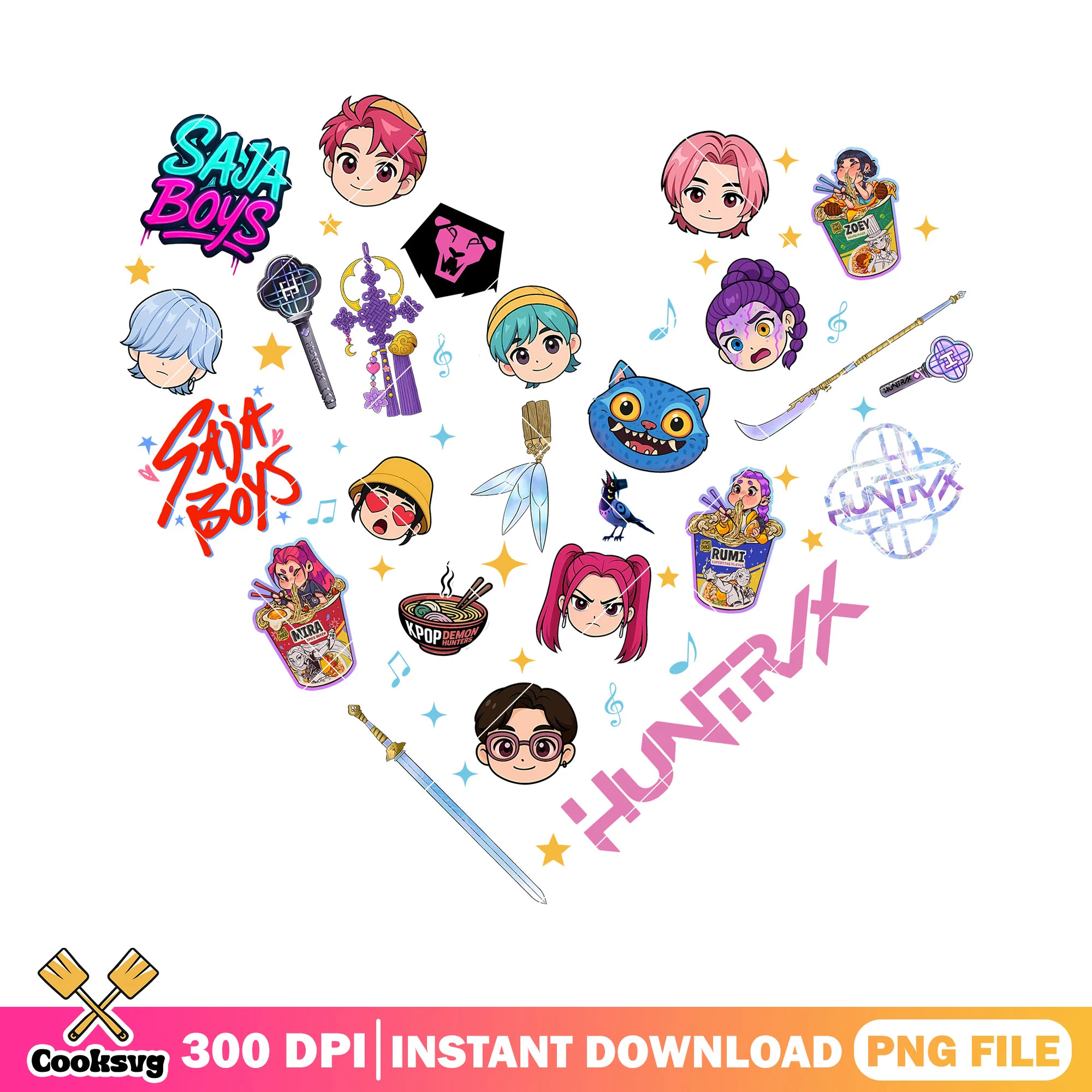 Hunters stuff collection png, saja boys band png, kpop huntrix png