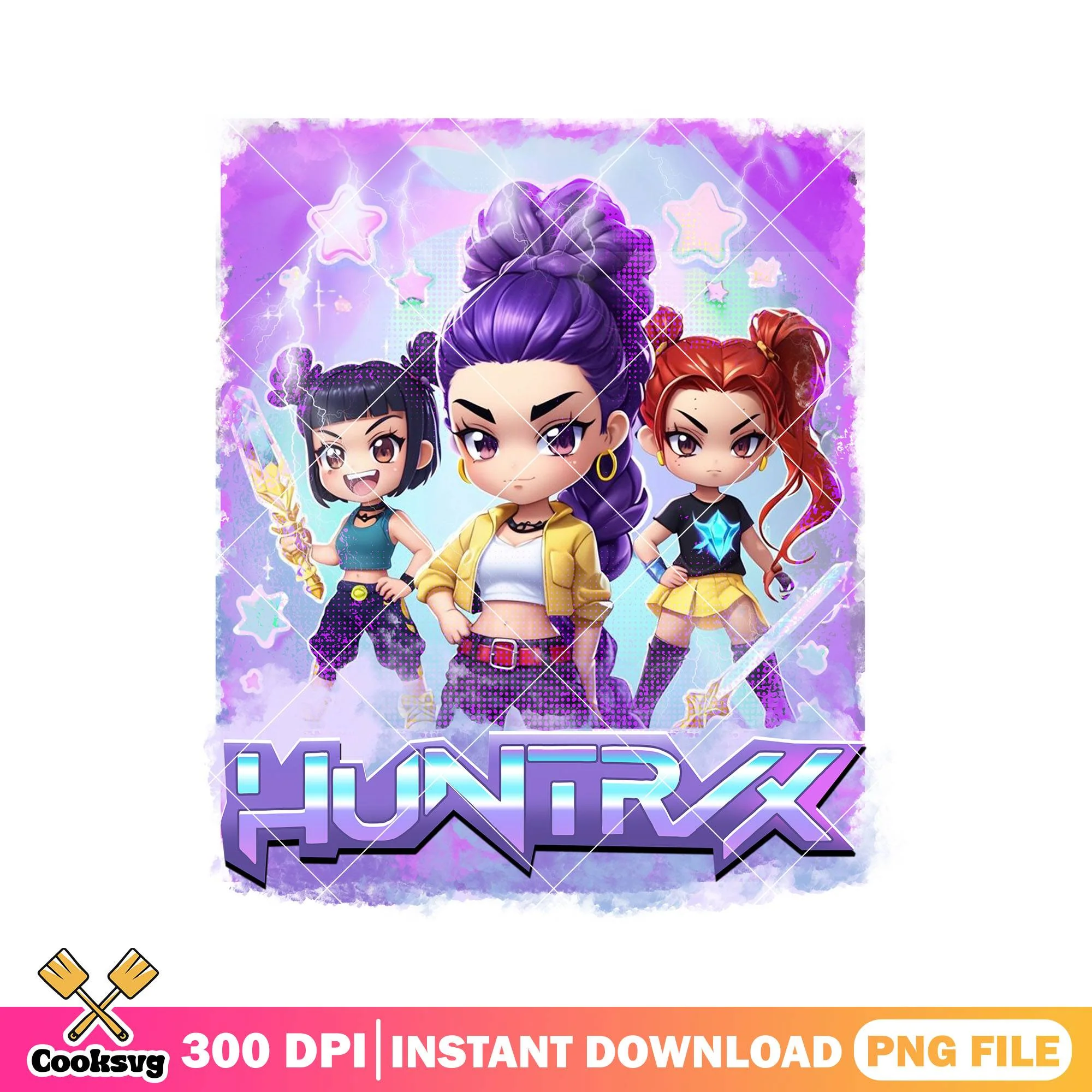 Huntrix band cute girl png, huntrix movie png, kpop demon hunters png