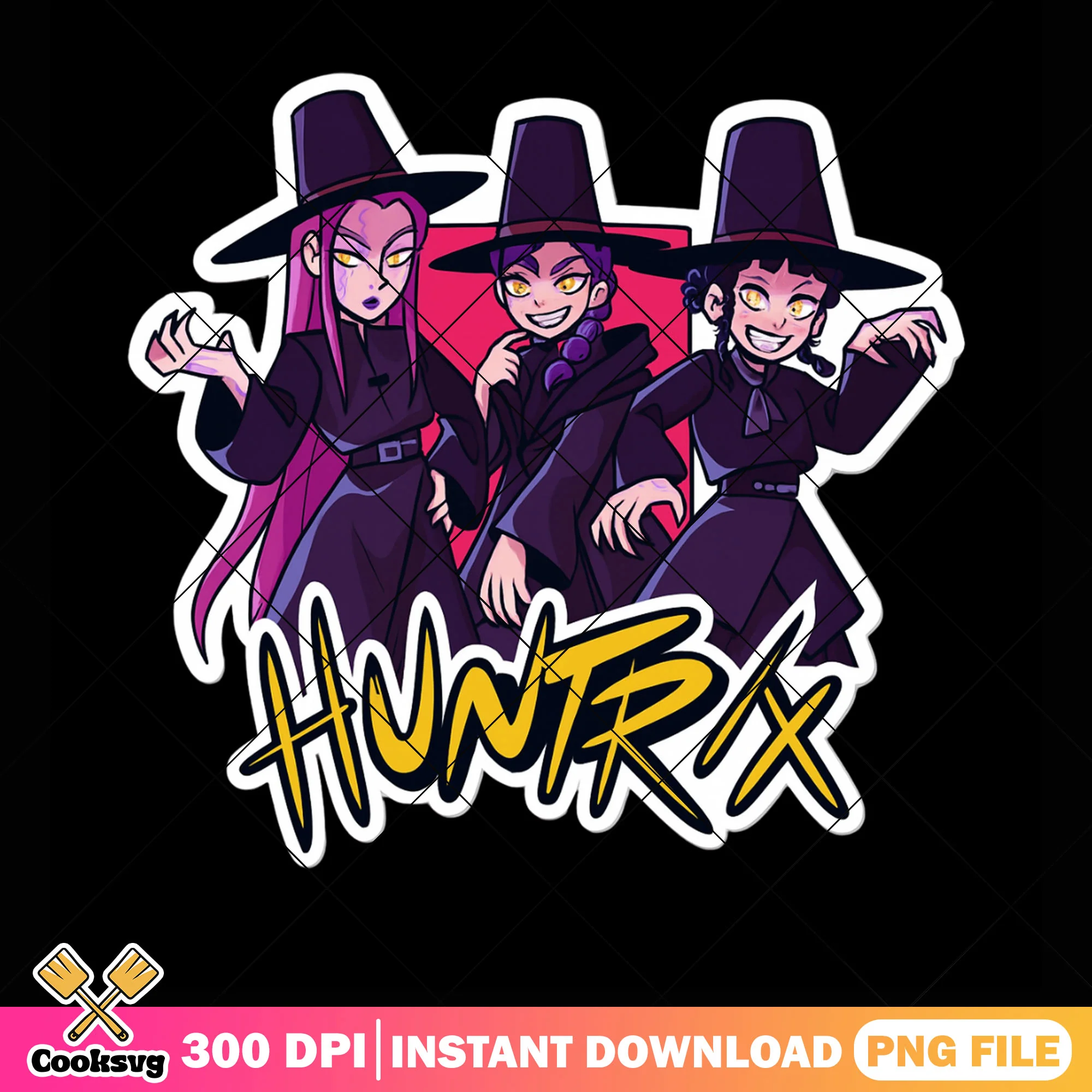 Huntrix demon cosplay png sticker, huntrix band png, kpop hunters png