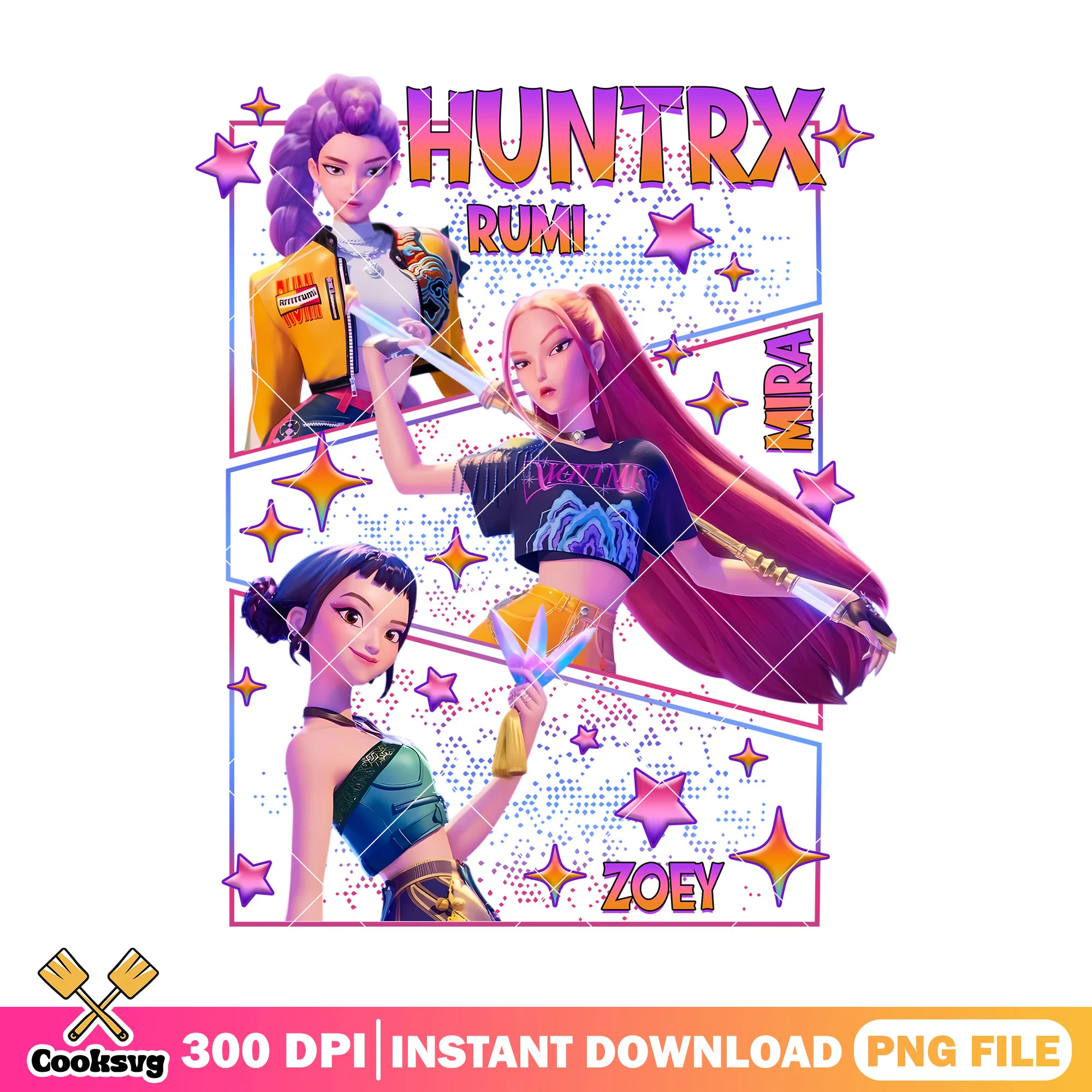 Huntrix girl battle perform png, kpop hunters png, huntrix band png