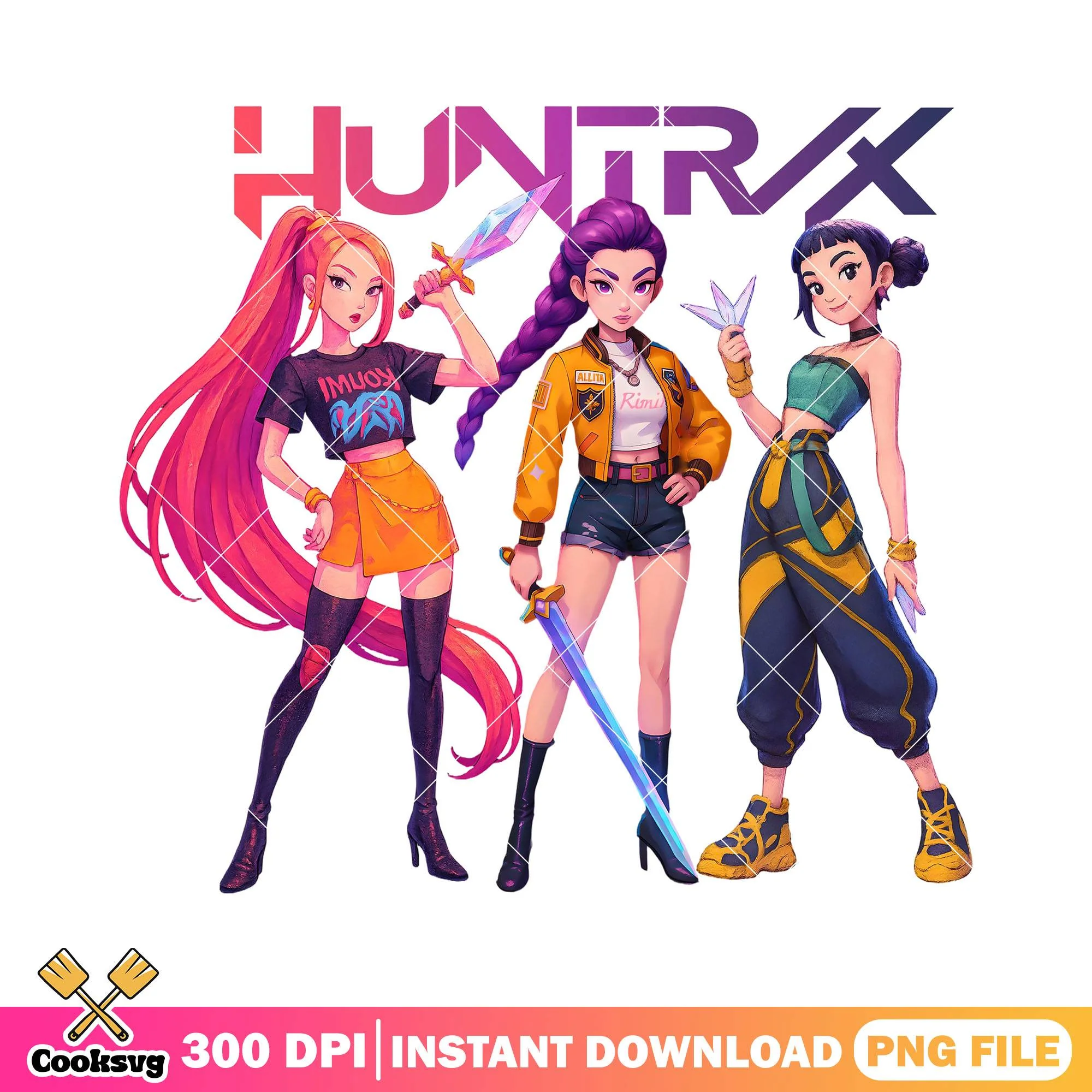 Huntrix girl power trio png, kpop huntrix png, huntrix girl png