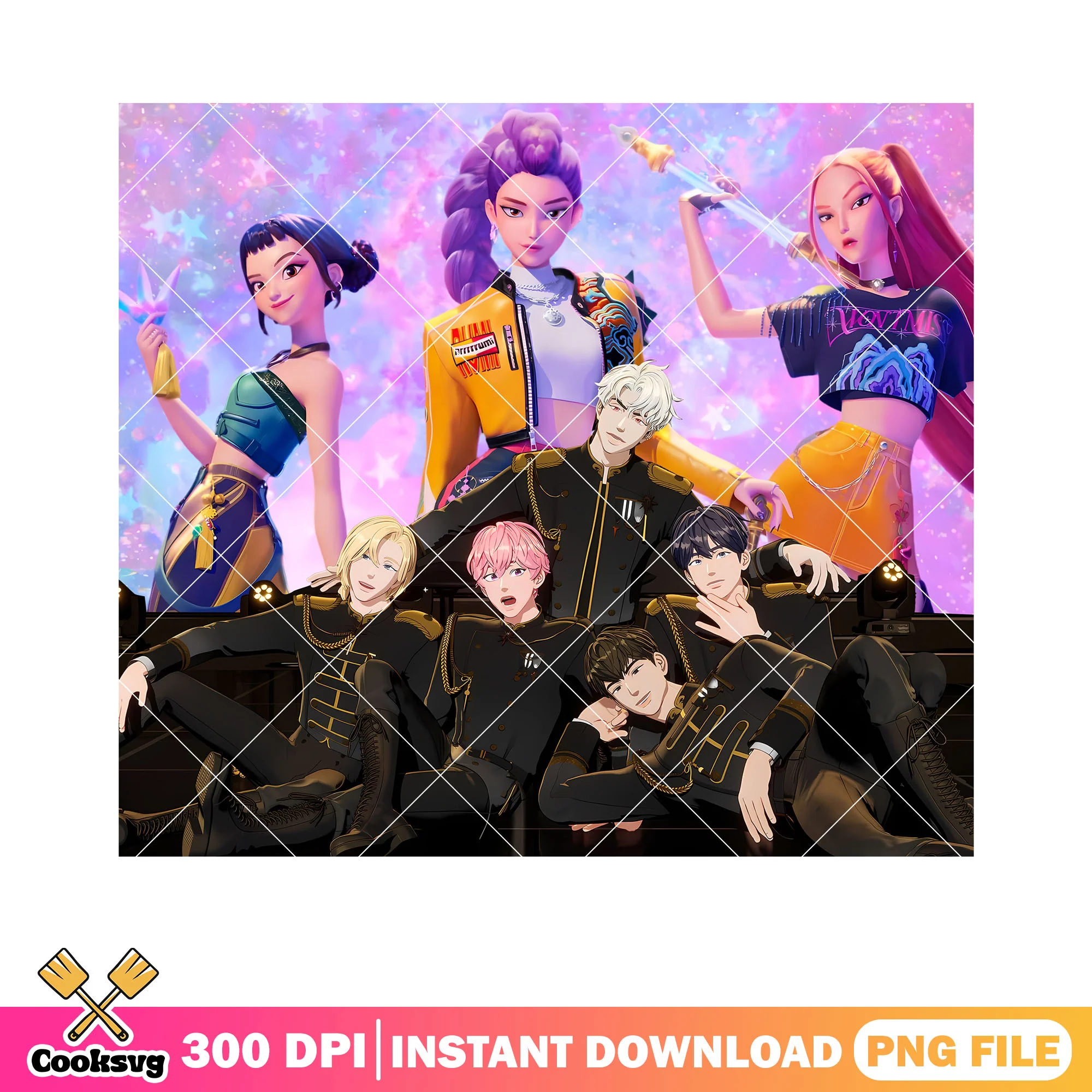 Huntrix girl x demon boys png tumbler, kpop saja png, huntrix netflix png