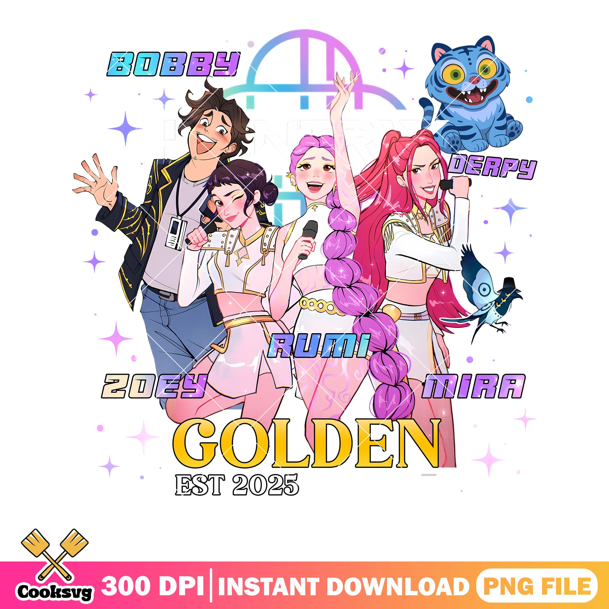 Huntrix golden est 2025 png, demon hunters kpop png, huntrix png