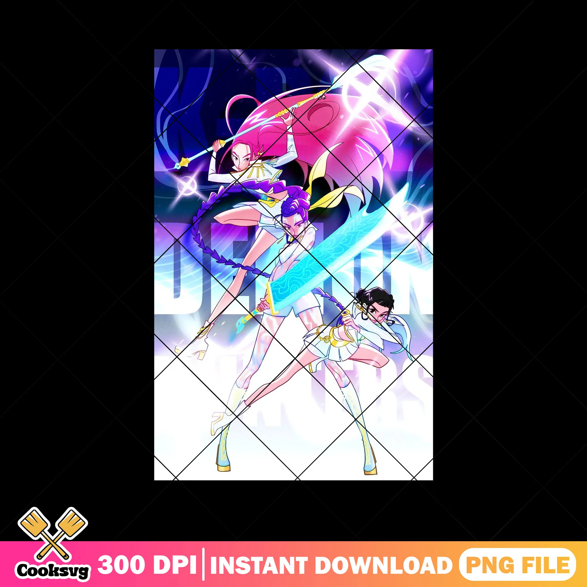 Huntrix hunter perform png, huntrix movie png, huntrix girl png