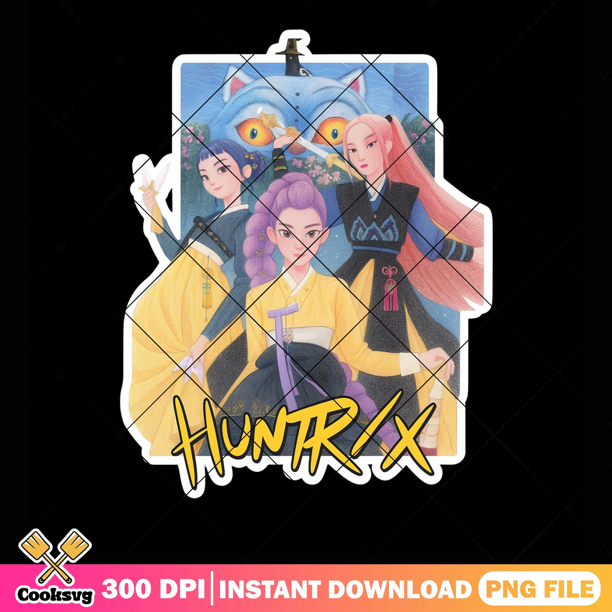 Huntrix korean outfit png sticker, derpy sussy png, kpop huntrix png